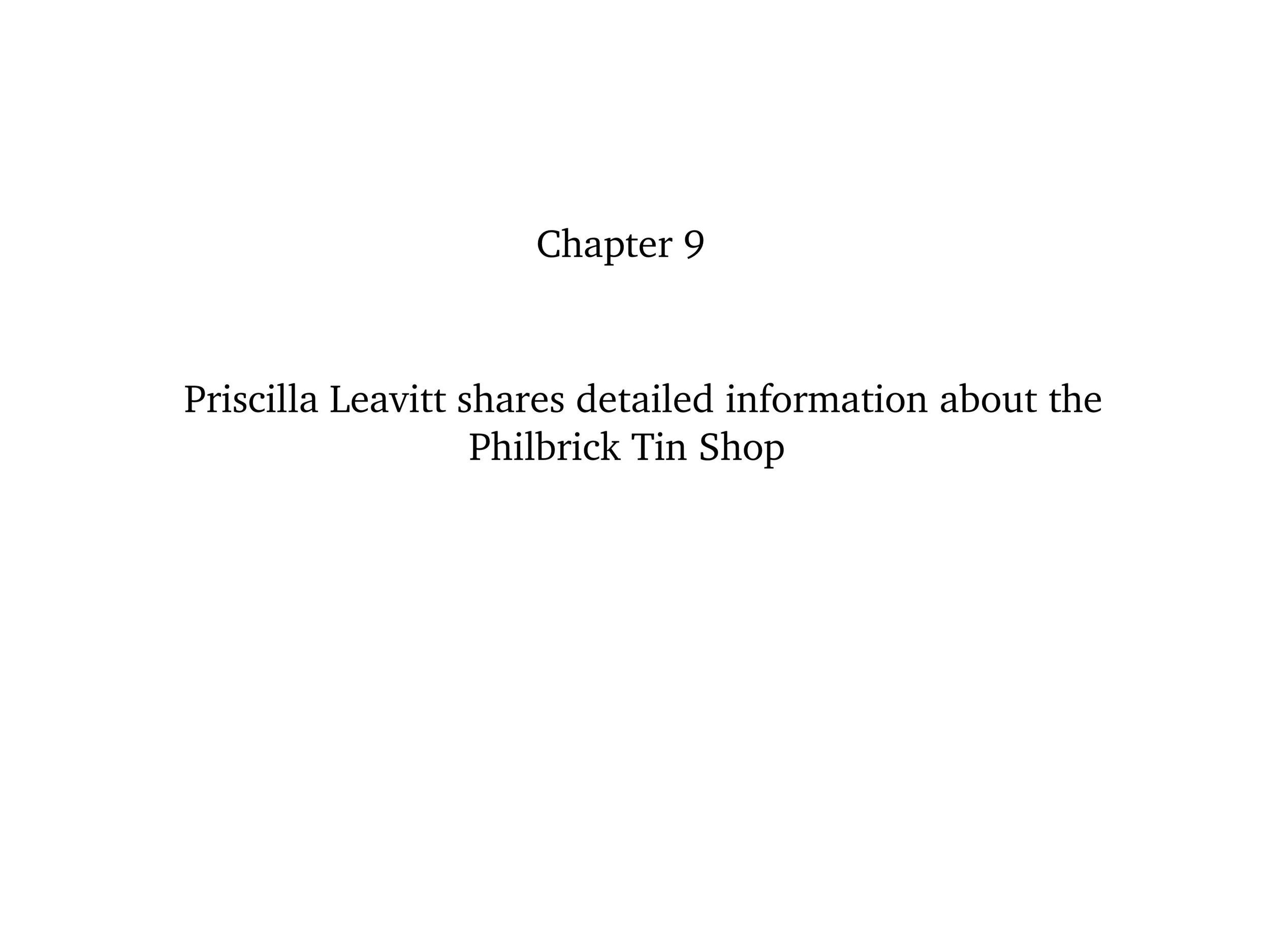 Chapter 9 Philbrick Tin Shop