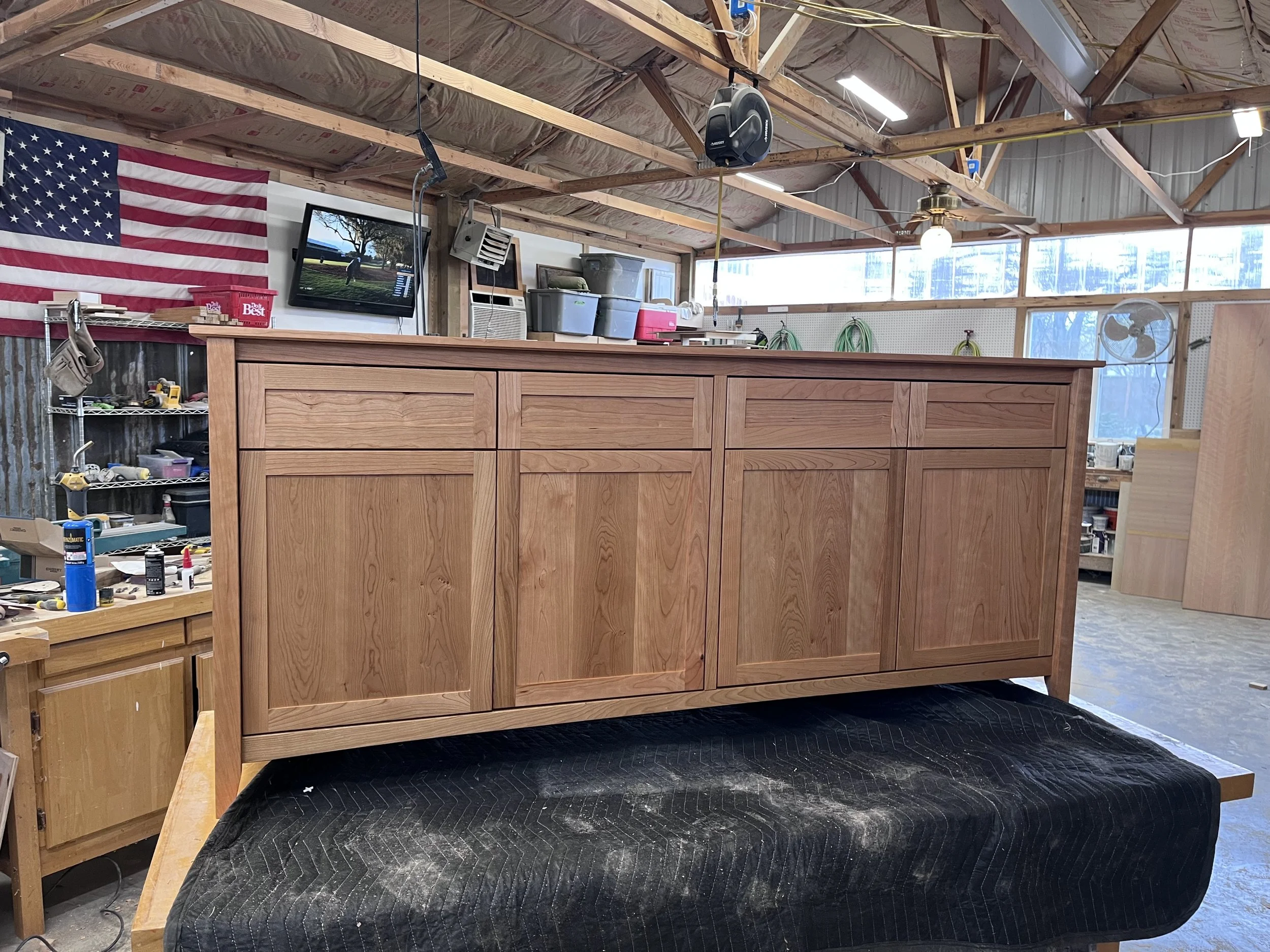 Custom cherry sideboard ready for hardware