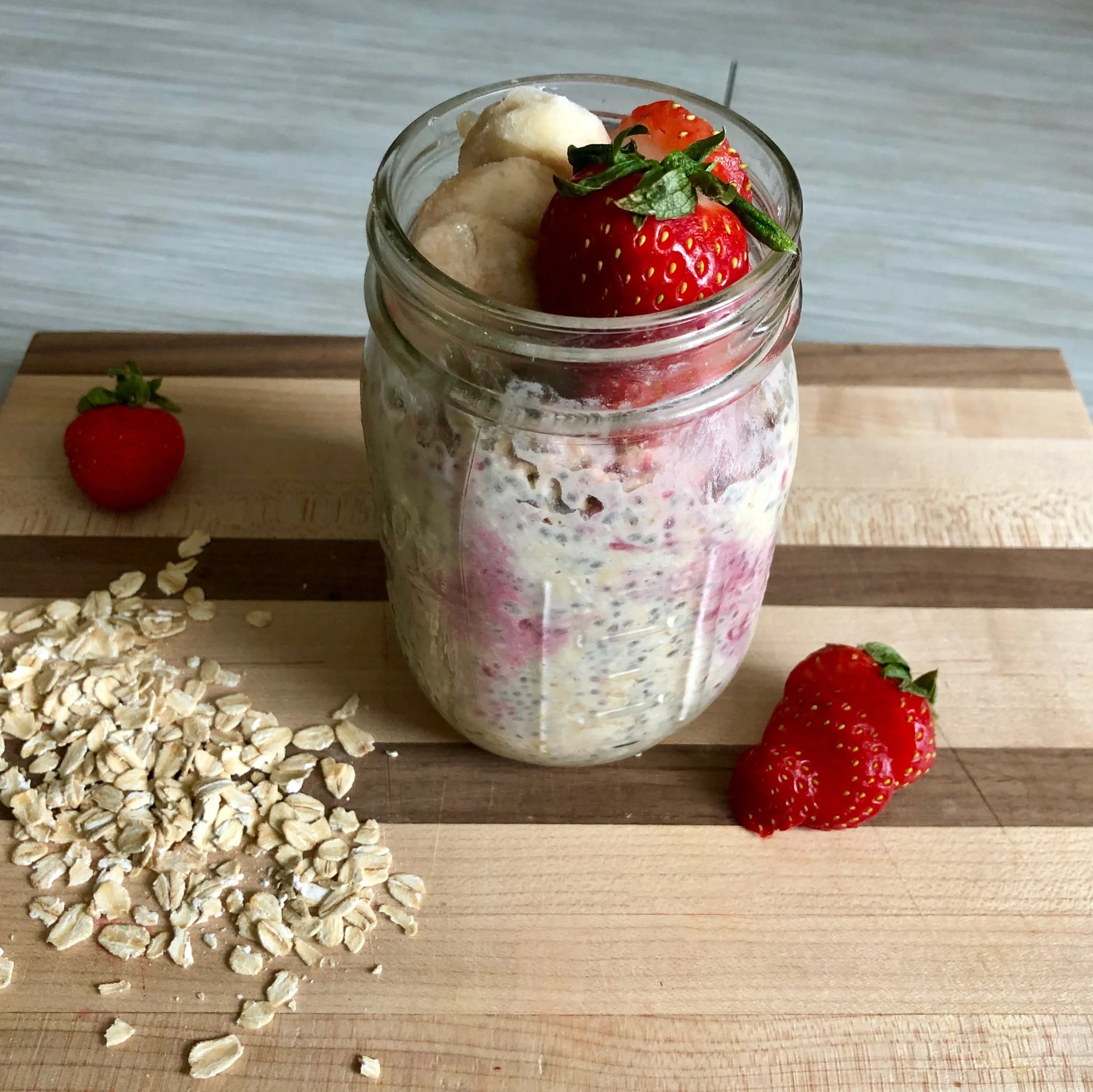 Scrumptious Strawberry Shortcake Overnight Oats
