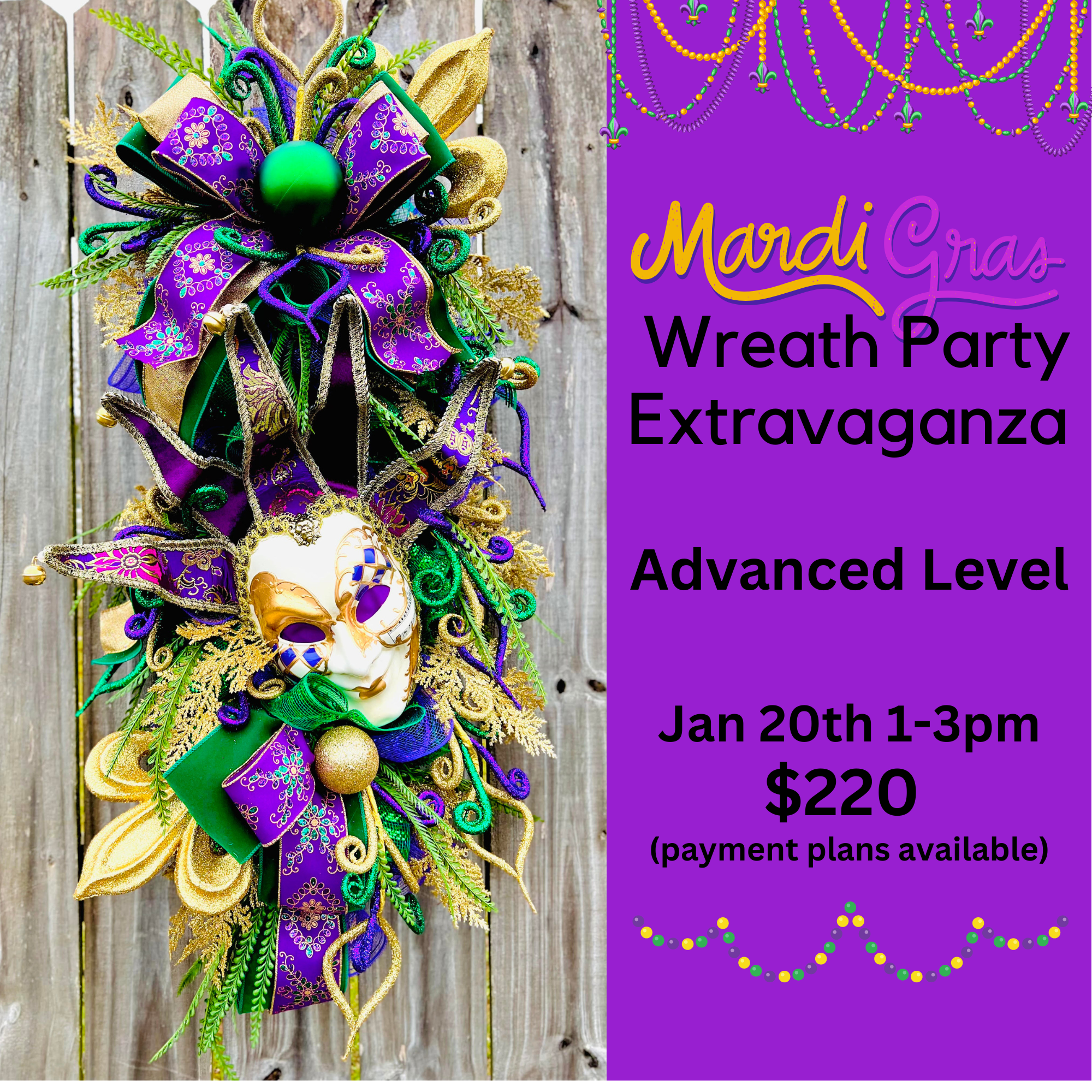 Mardi Gras Wreath Party Extravaganza - Advanced