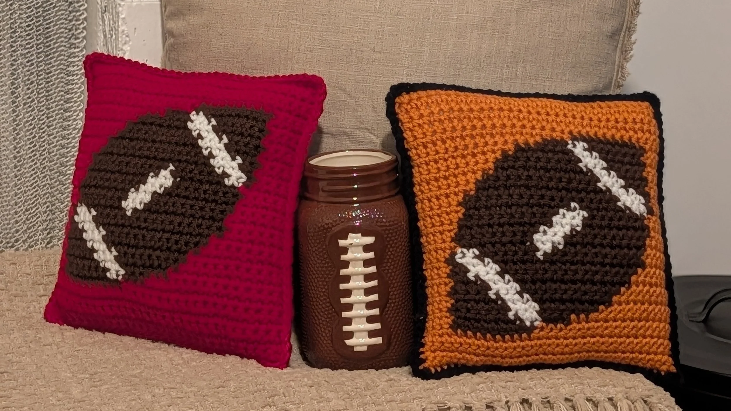 Tapestry Crochet: Football Pillow
