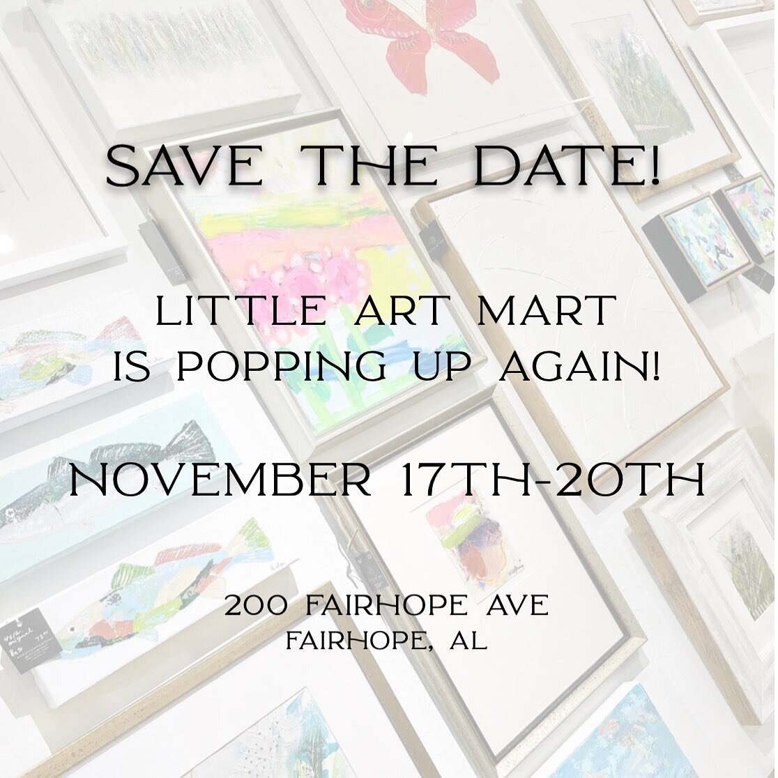 Little Art Mart is POPPING UP again!! 

That&rsquo;s right friends, we&rsquo;re finally reopening our doors for the holiday shopping but SAVE THE DATE because we won&rsquo;t be around long! We will be open FOUR DAYS - Thursday, Nov 17th through Sunda