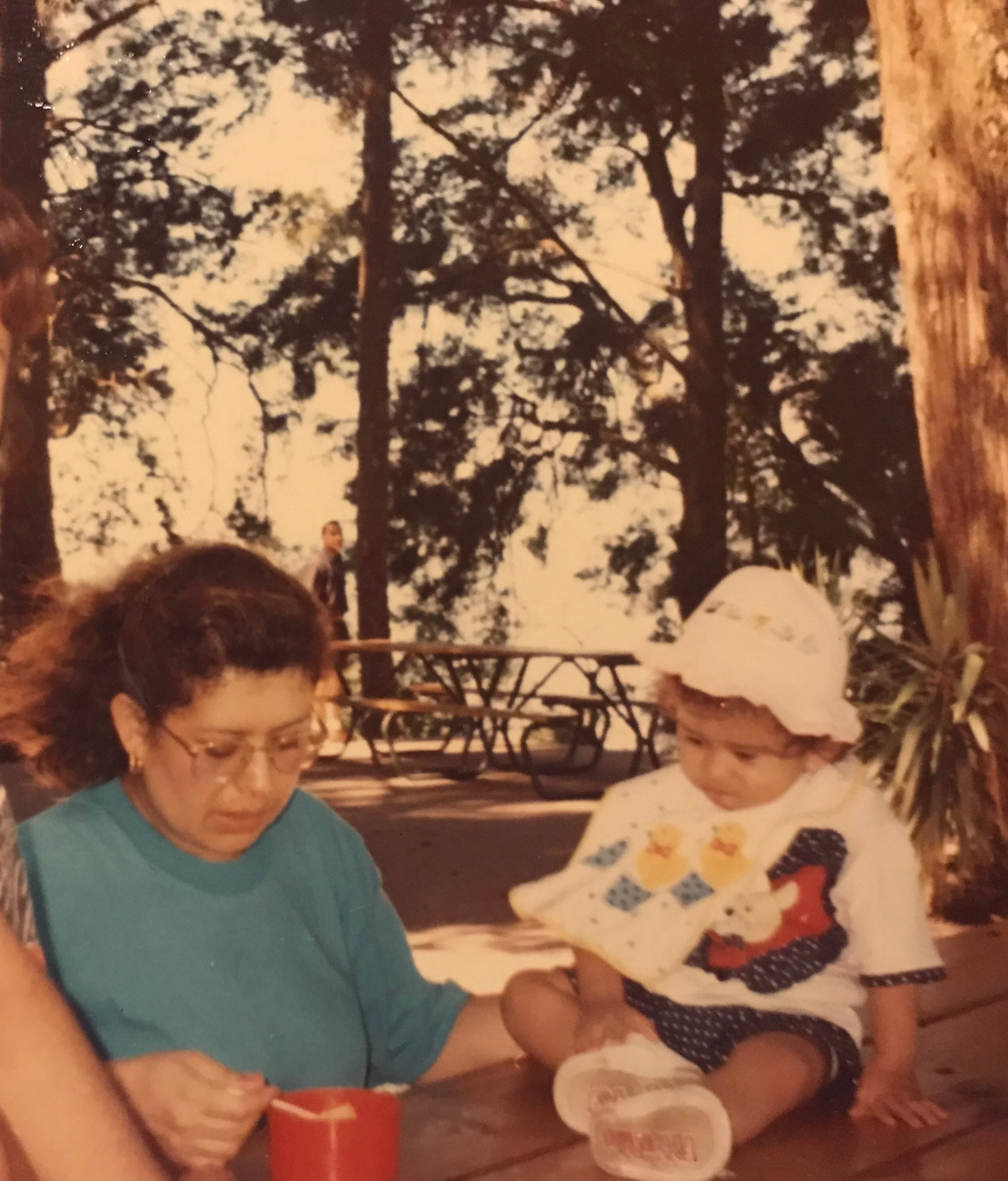 My mother and I at El Teleférico de San Jacinto in San Salvador, El Salvador (1996).