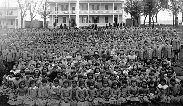 Pupils at Carlisle Indian Industrial School, Pennsylvania (c. 1900)