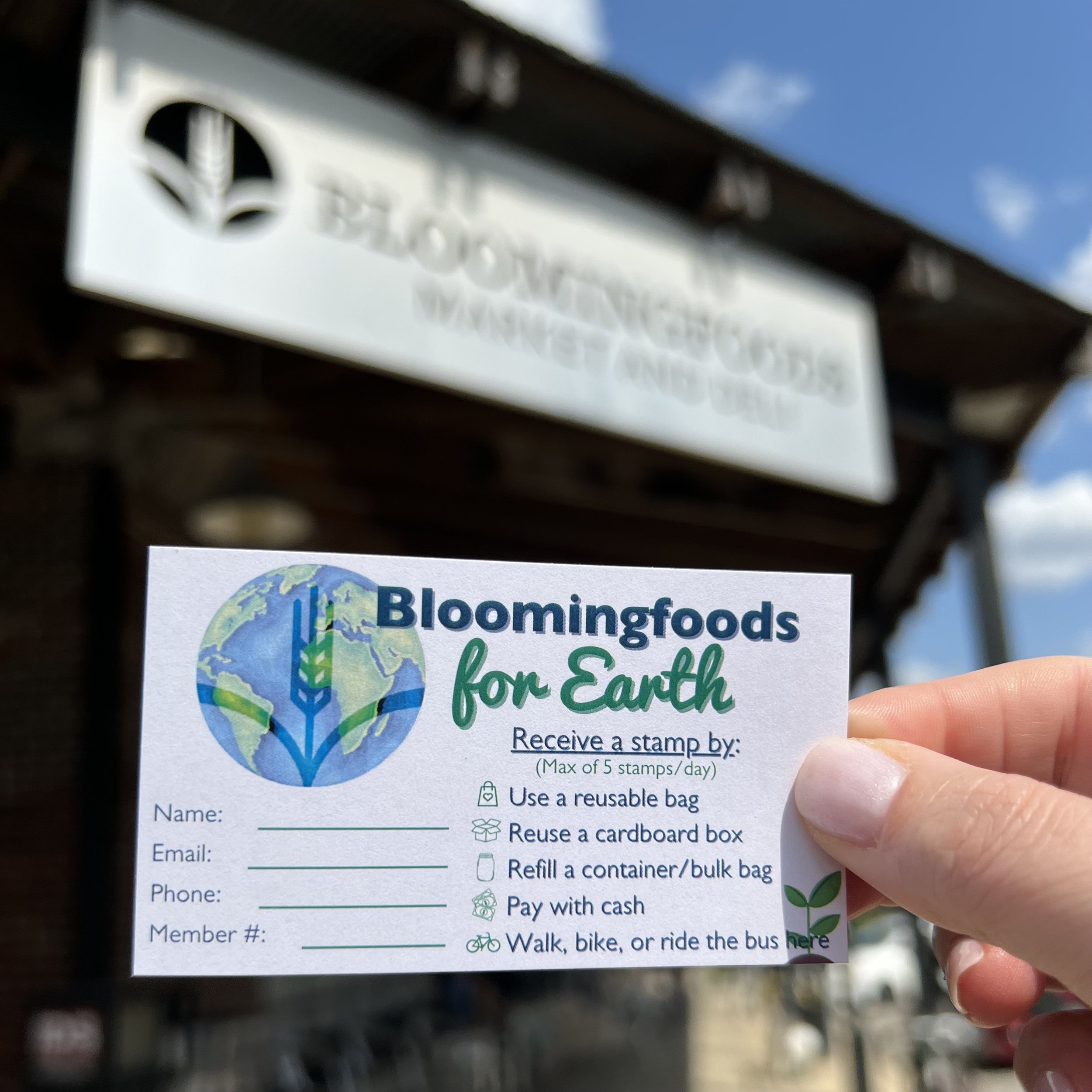 Bloomingfoods for Earth rewards card