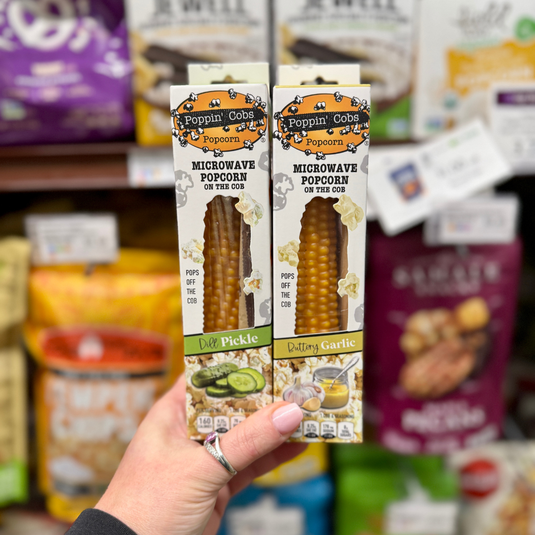 Poppin' Cobs Popcorn products, Buttery Garlic & Dill Pickle, at our Near West Store