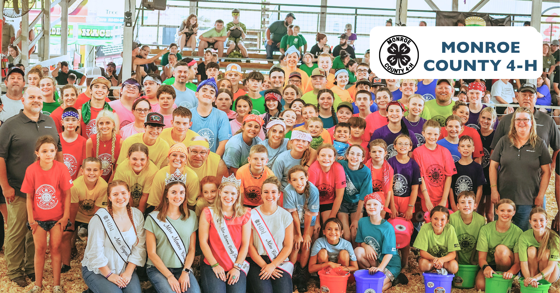 Monroe County 4-H members group photo with kids smiling