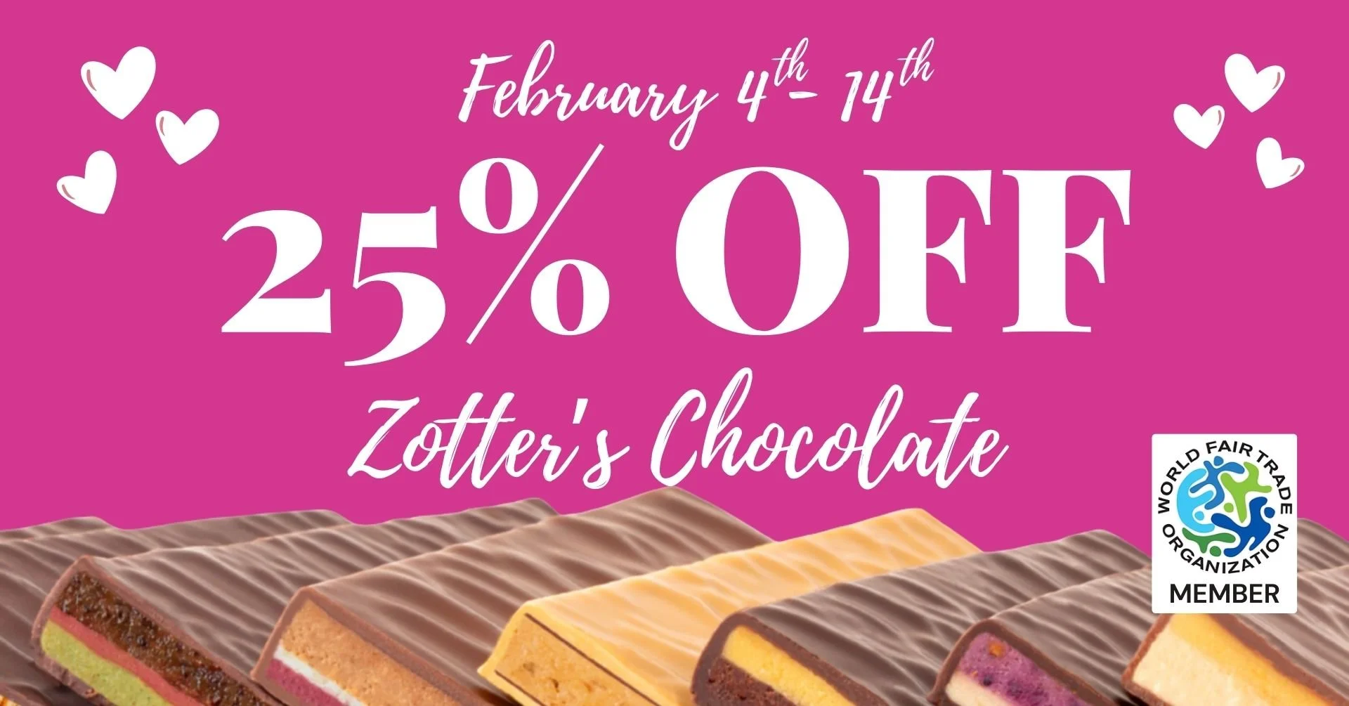 February 4th - 14th 25% OFF Zotter's Chocolate, World Fair Trade Organization Member