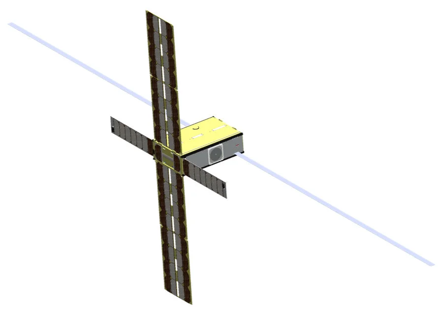 Juventas CubeSat that will measure the interior of the Didymos asteroids in high detail. It will also perform a landing on one of the objects. Credit: GomSpace