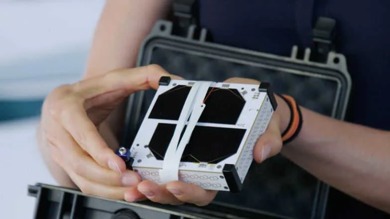 The Swarm SpaceBEE is a 0.25U CubeSat only measuring 10 by 10 by 2.8 cm. Swarm plans to build and operate a 150 SpaceBEE constellation that will provide global IoT coverage. Credit: Swarm Technologies