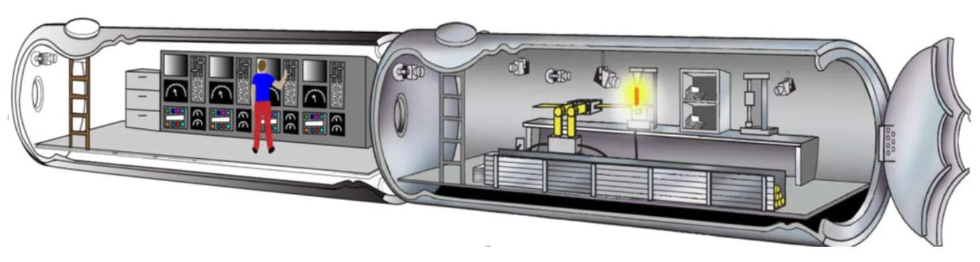 Cylindrical human habitat design that uses an advanced composite structure for providing strength and protection while meeting mass and size limits of existing launch vehicles. Credit: Gowda et al., 2019, Figure 1.