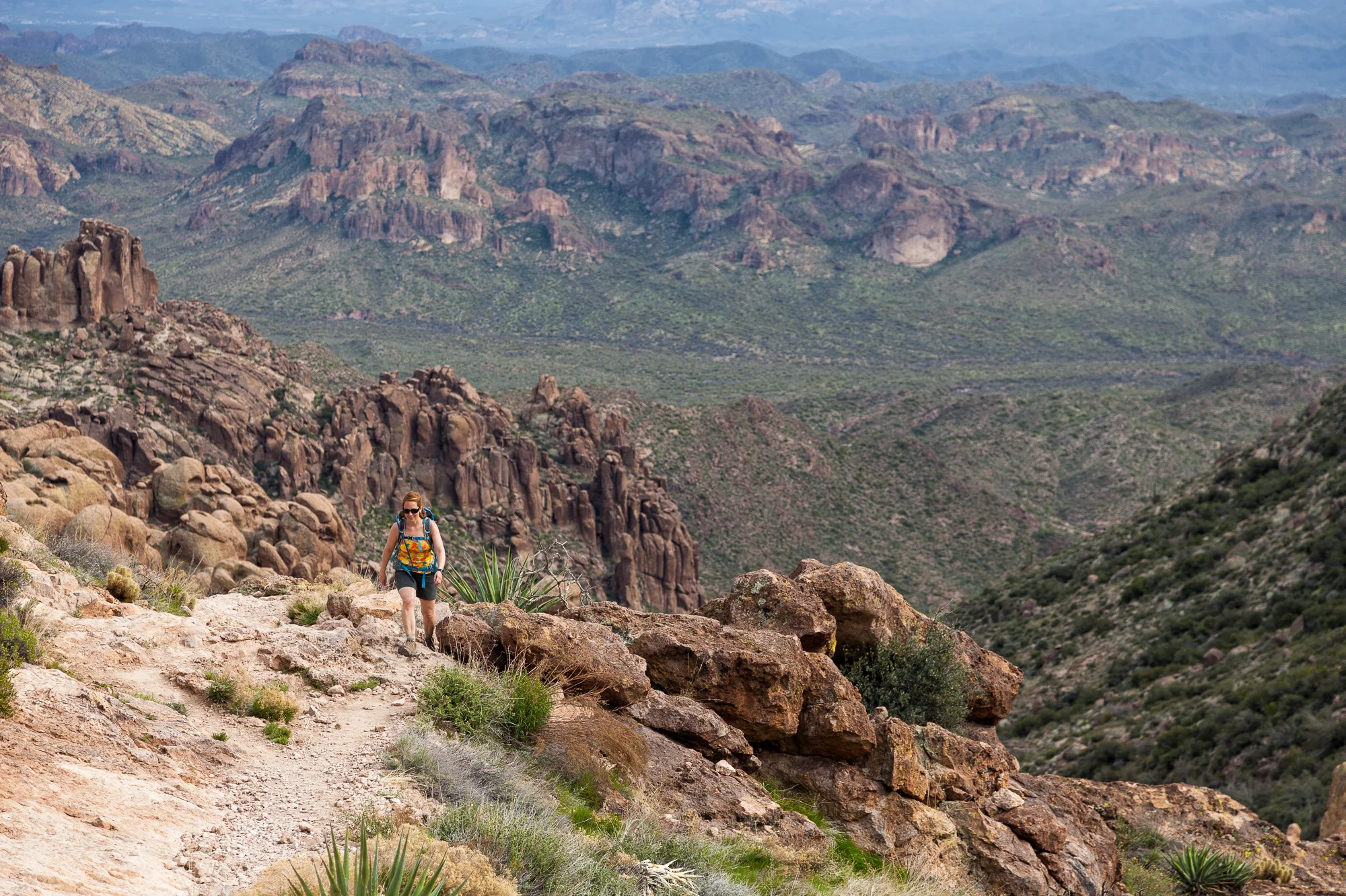 Hiker on Peralta Trail in Superstition Mountains II.jpg