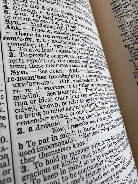 Photo of the word Remember in the dictionary