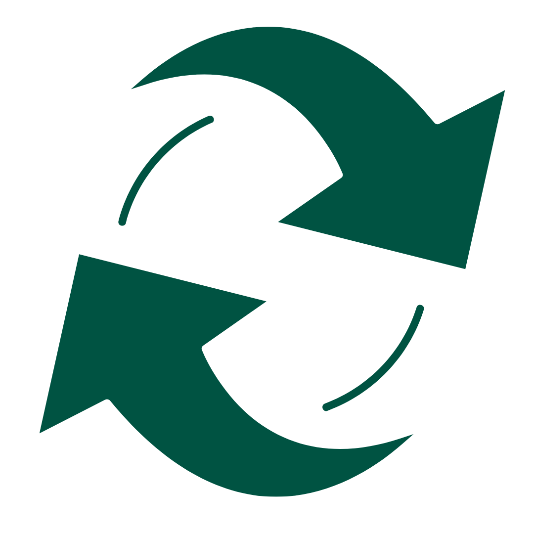 Two green arrows forming a circular flow, indicating recycling or continuous process
