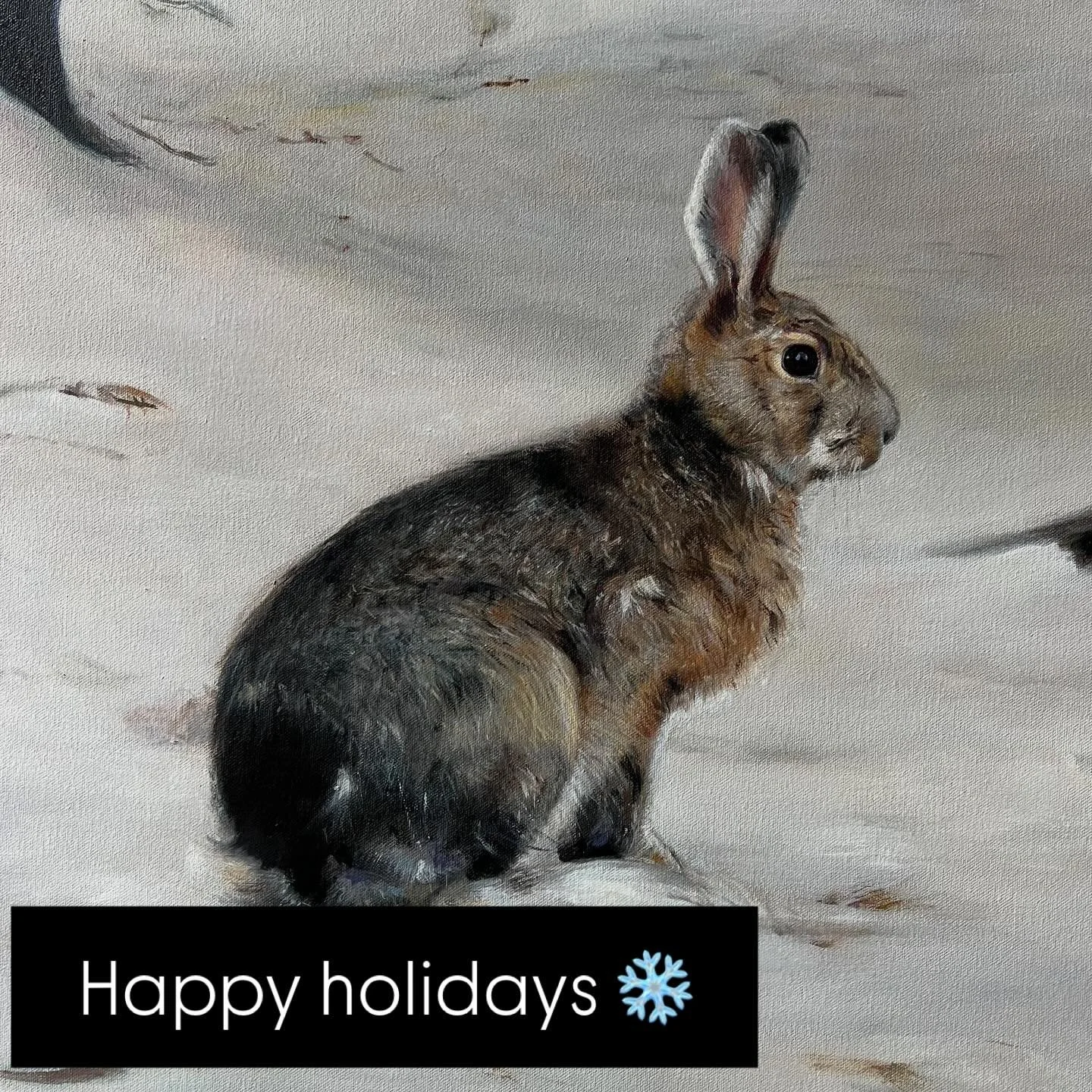 May the holidays be bright ❄️✨
Que la saison sois plein de lumi&egrave;re ✨❄️

#oil on canvas
#detail of a winter scene, quiet in the woods.
I&rsquo;ve never seen a hare! But we do have bunny prints around. 🐇