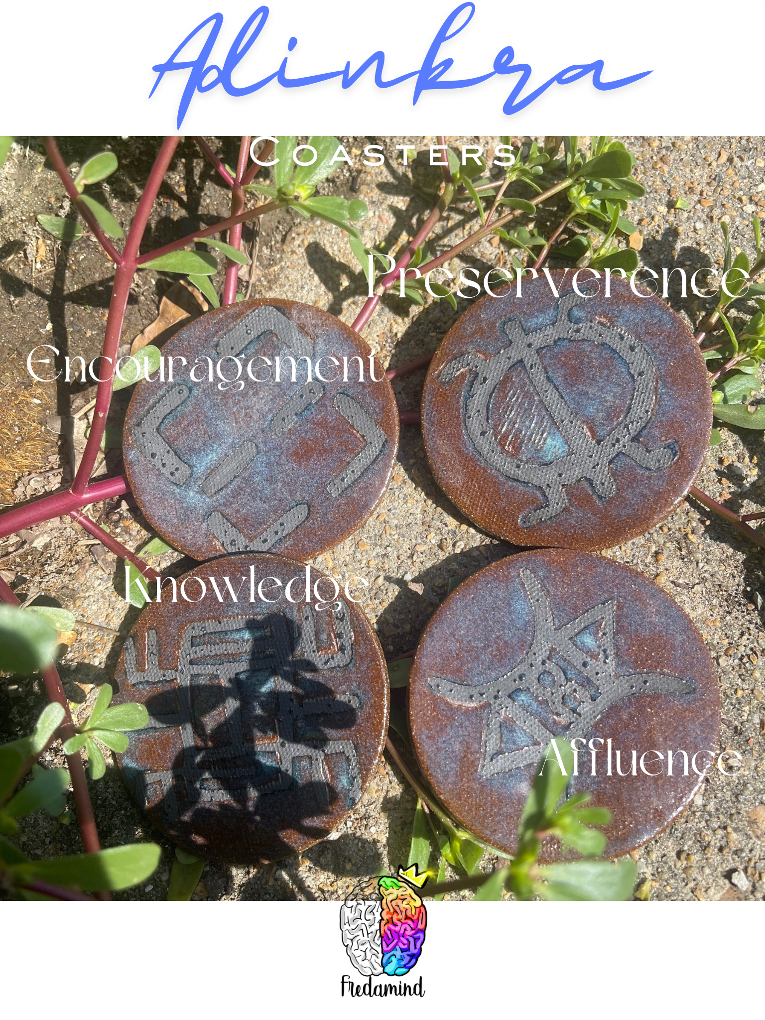 Aqua Adinkra Coaster Set