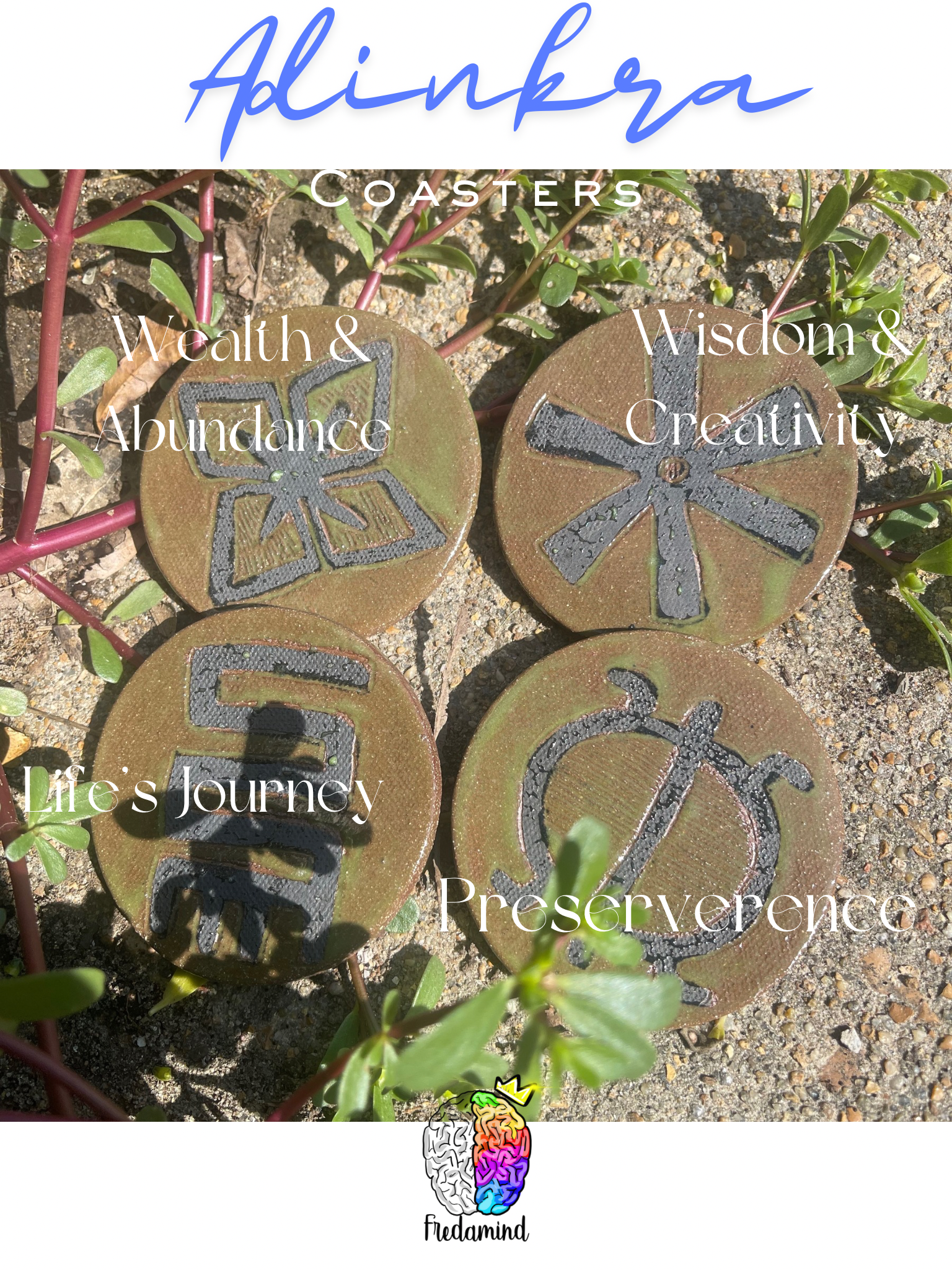 Lime Adinkra Coaster Set