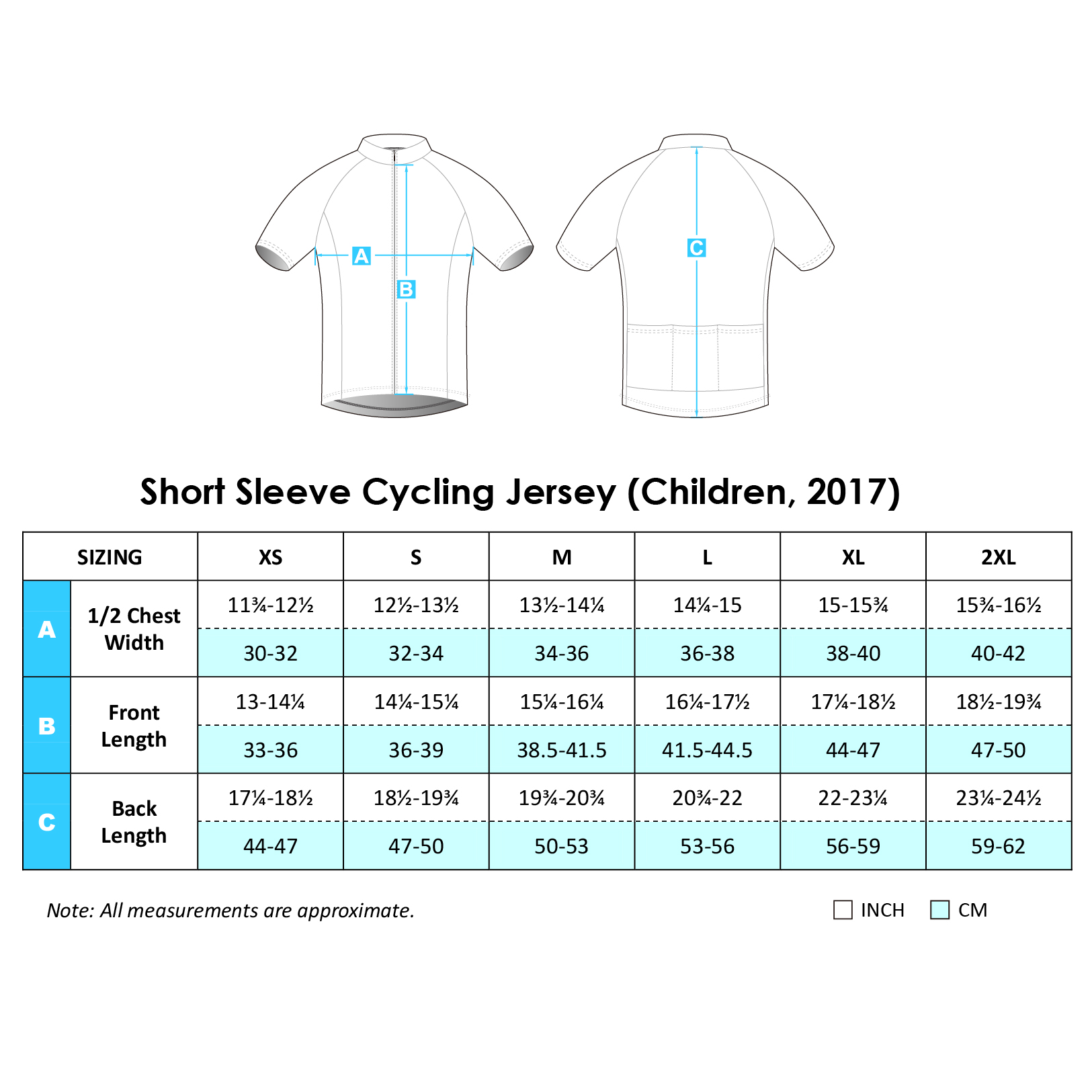 Youth Jersey Size Chart