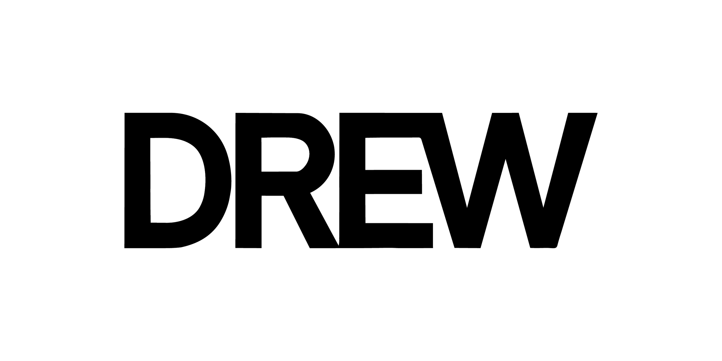 The word 'DREW' in bold, black, uppercase letters on a white background.