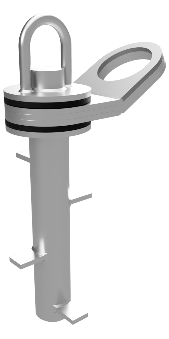 Close-up of a sturdy set cast in swiveling anchor