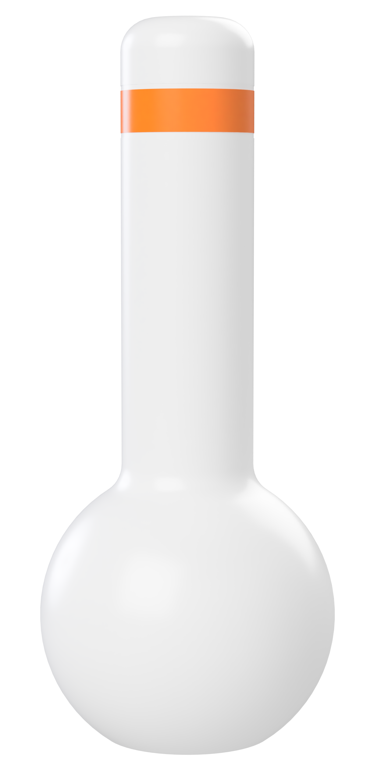 A Sturdy Set Tall Buoy made by Leeward Marine Works, A bright white mooring and signage buoy with orange reflective tape on the top.