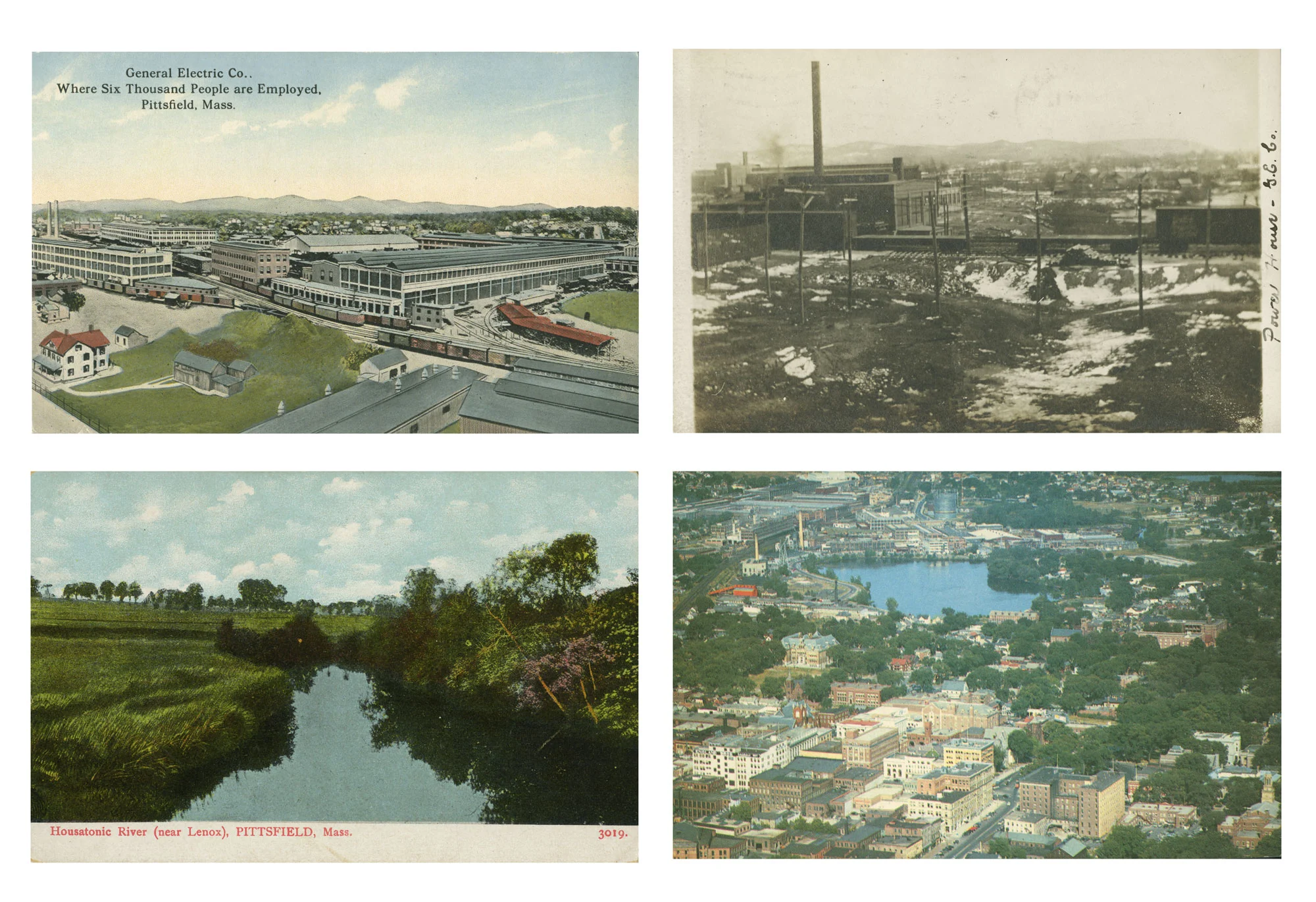 Timeline of GE's integration into Pittsfield, MA, as seen through postcards from 1904 to 1979, size variable