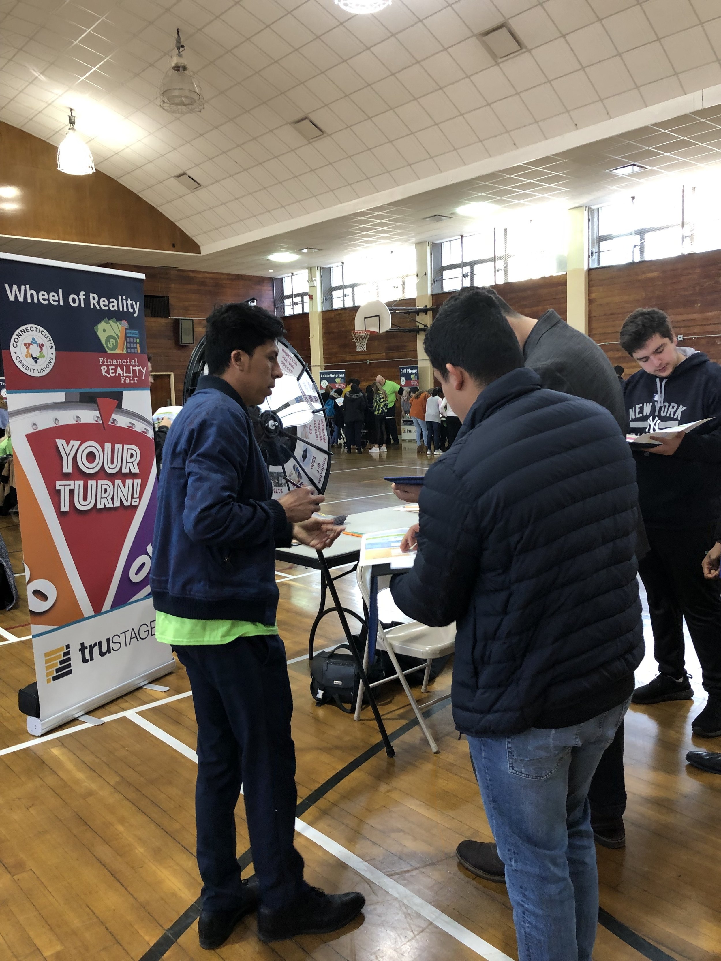 Teenaged children in a gym