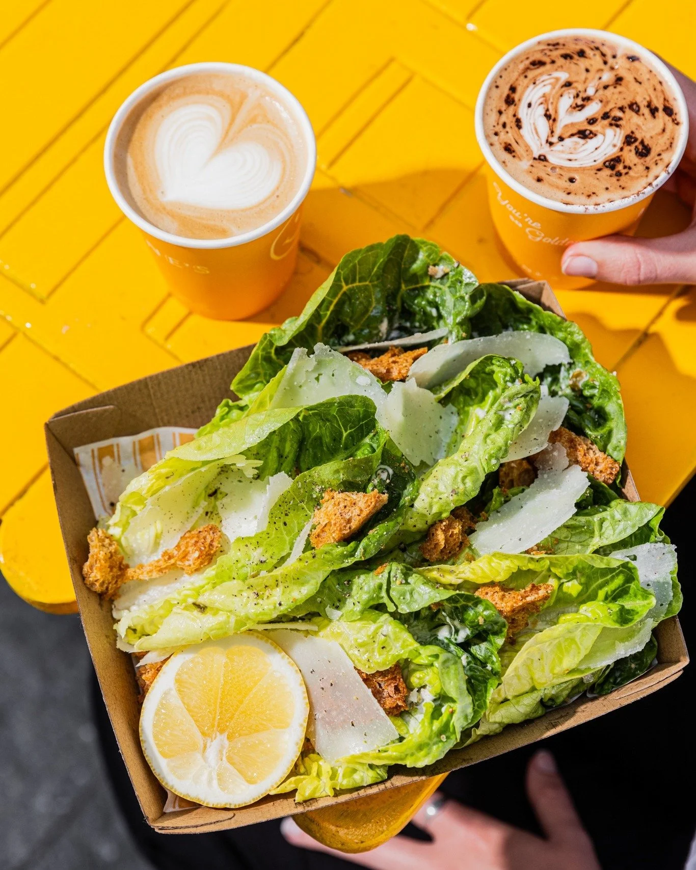 Our Caesar Salad with baby gem, sourdough croutons, parmesan & lemon, perfect on hot Spring days 🥗