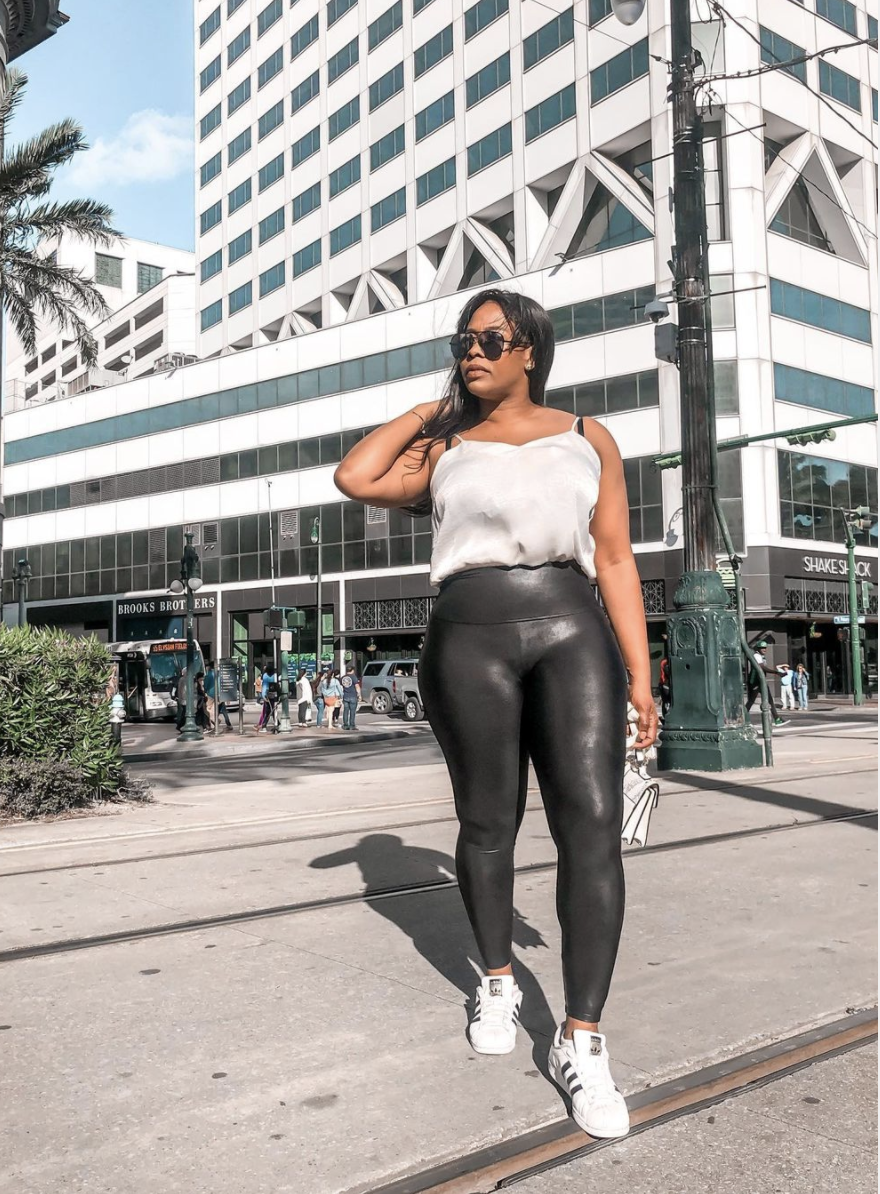 Spanx Faux Leather Leggings: Versatile Outfit — Vividly Kafi Beauty, makeup and skincare blogger with honest reviews tutorials.