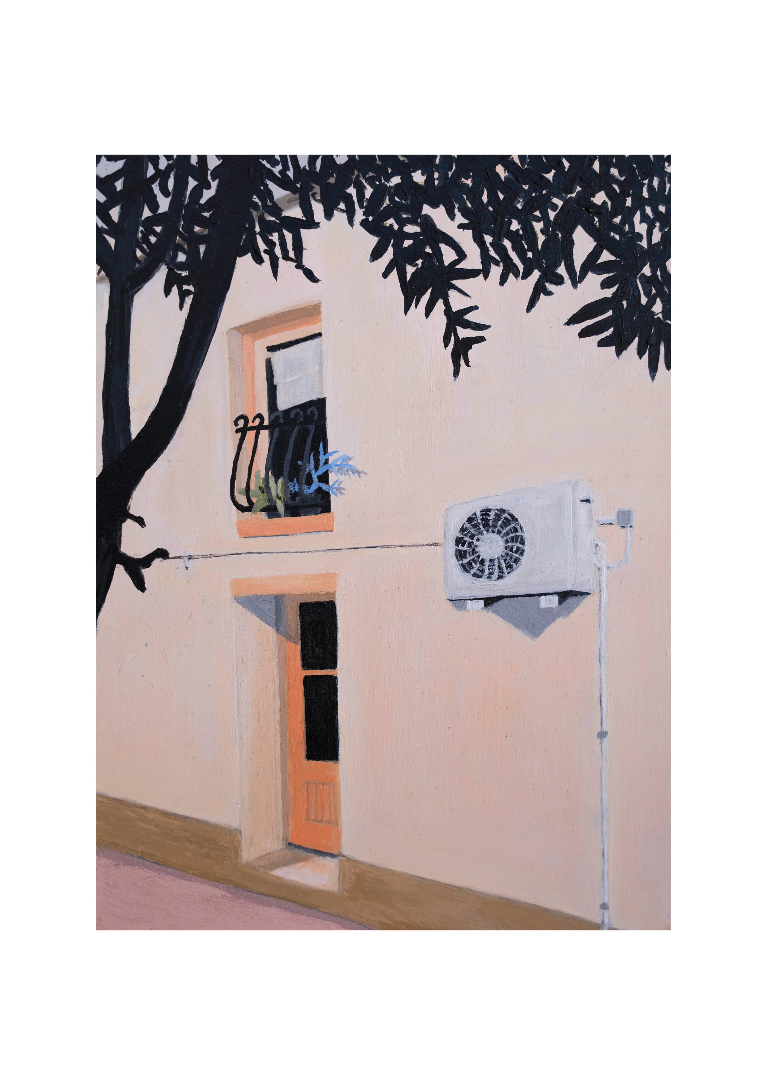    Jessica Wraight, Balcony &amp; Air Con, acrylic on board, 20 x 15cm, 2020 