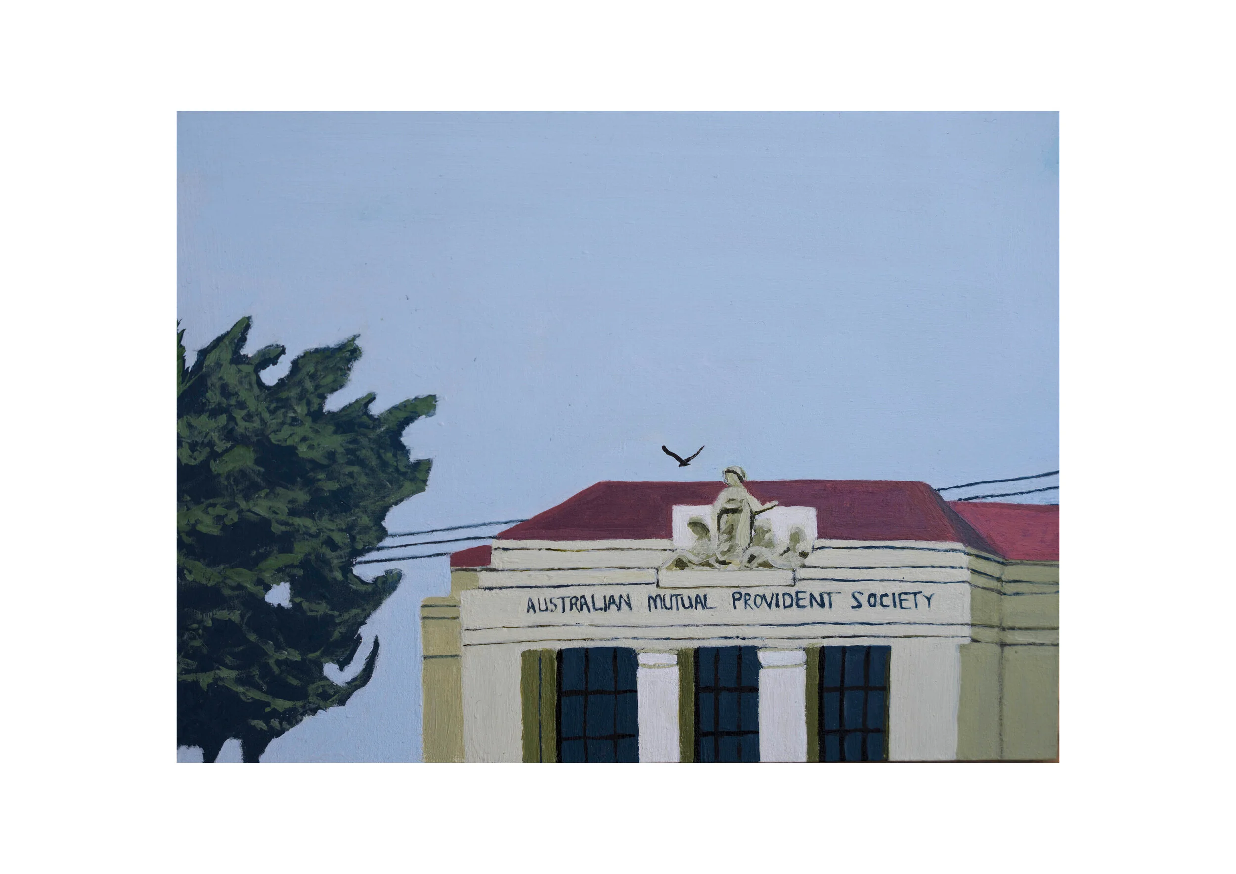    Jessica Wraight, Old AMP Building, acrylic on board, 15 x 20cm,  2020  