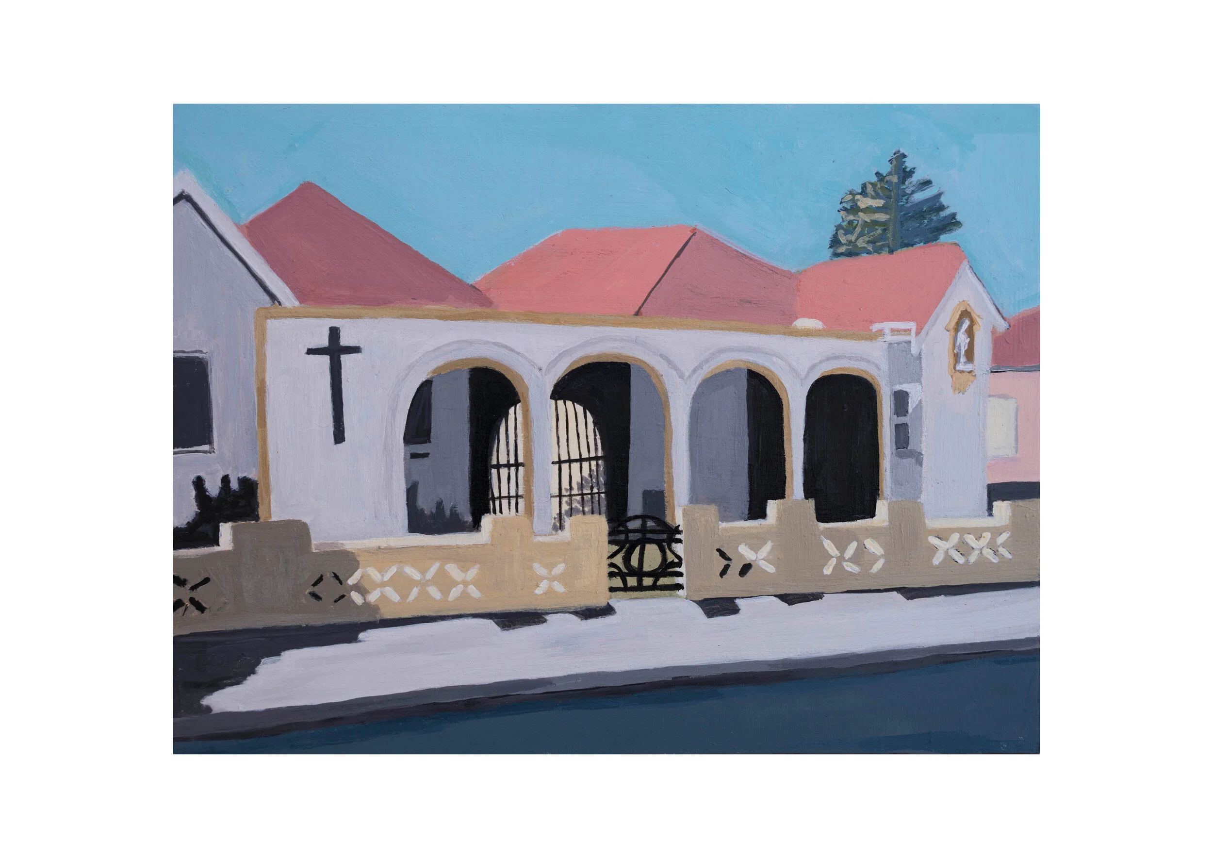    Jessica Wraight, Convent, acrylic on board, 15 x 20cm, 2020 