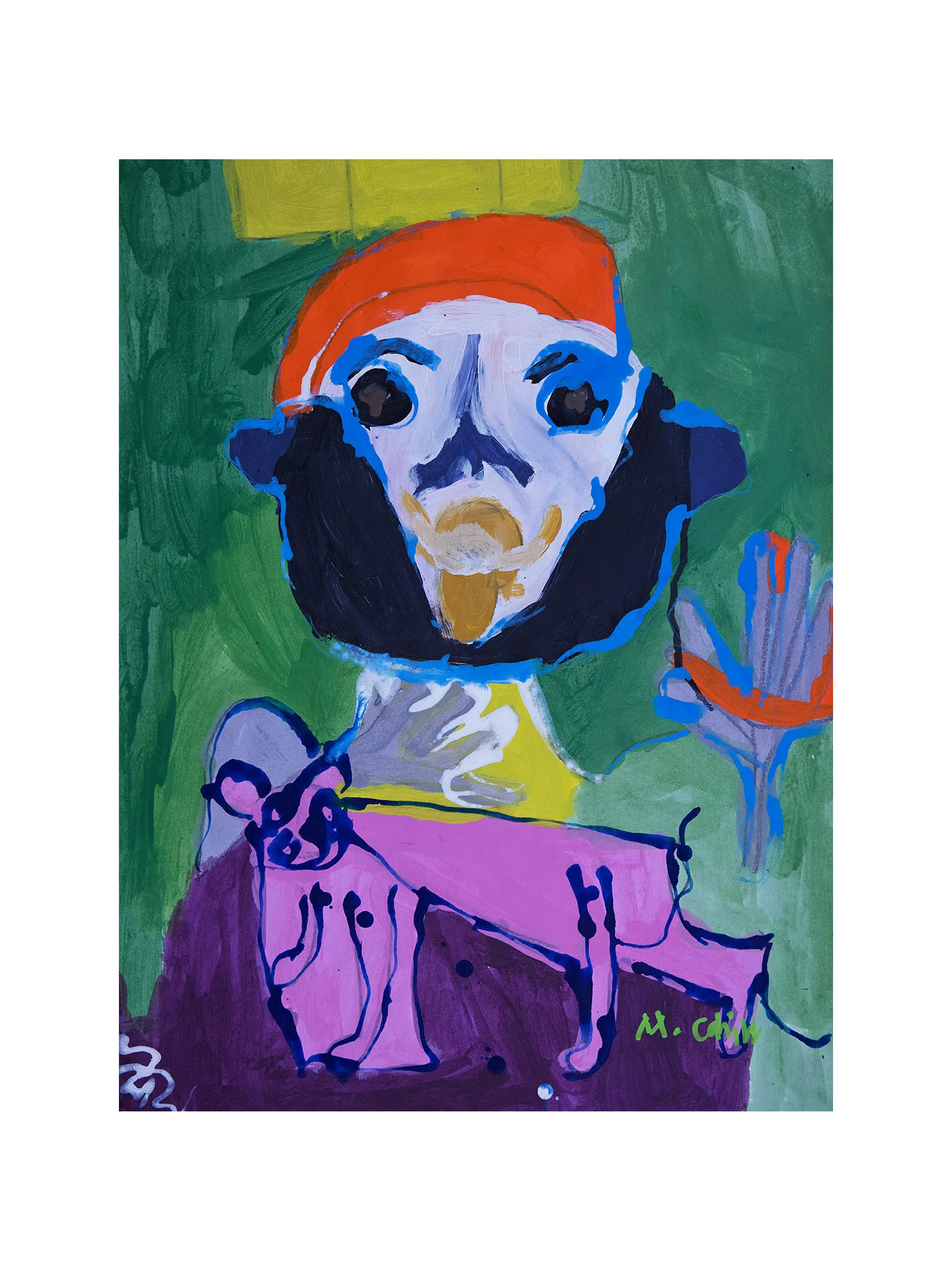    Martin Cahill, Man with Dog, acrylic on paper, 57 x 42cm, 2015 ( shop ) 