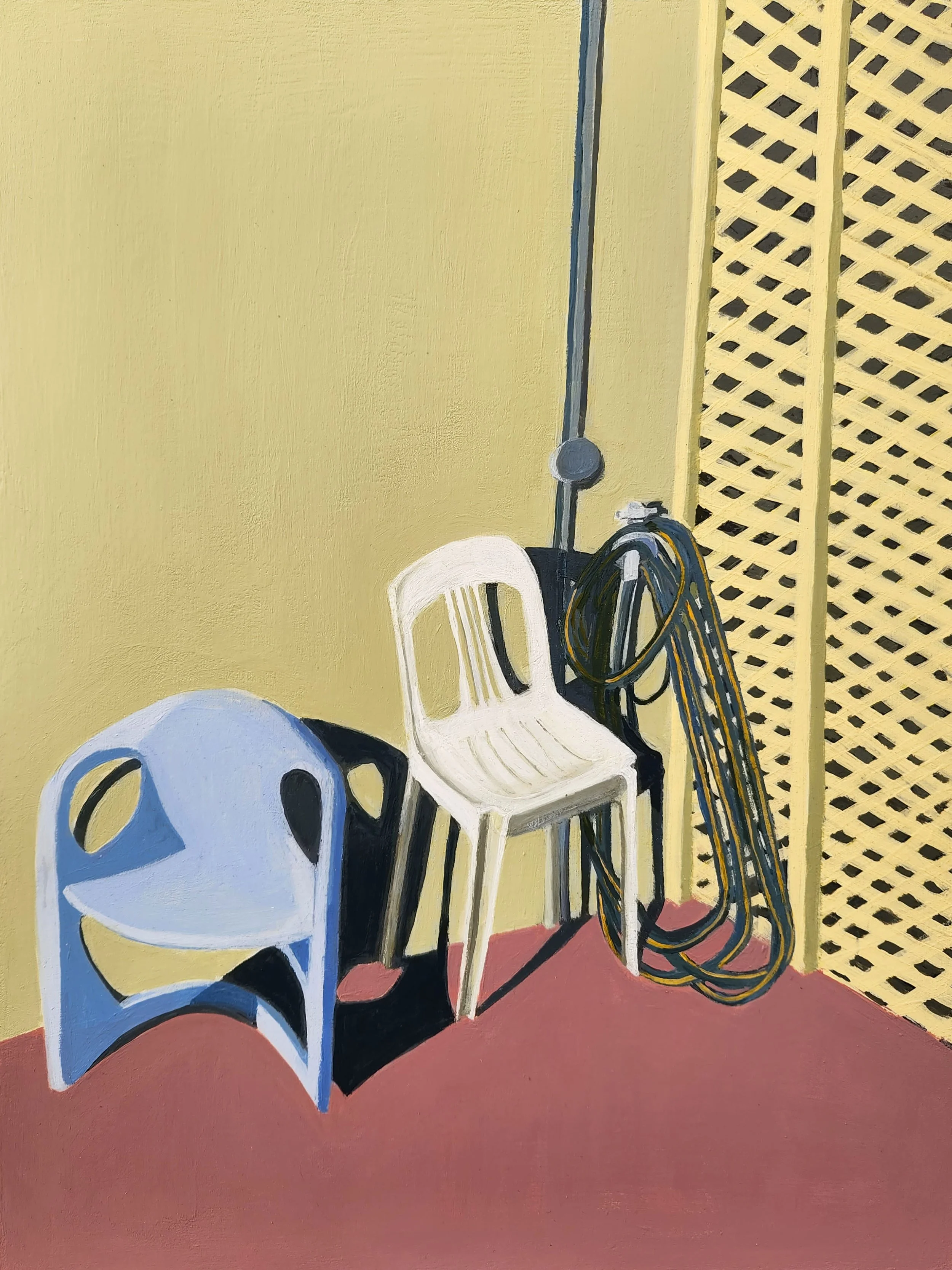  Jessica Wraight, Spare Chairs, acrylic on board, 40 x 30cm, 2020 
