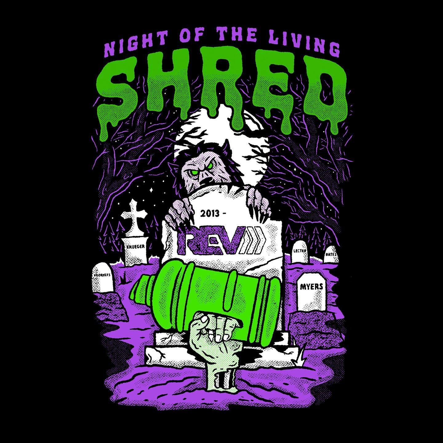 Night of the living SHRED! 💪 🧟&zwj;♂️ 
New #halloween graphic tee for @revnutritionstores!
For sale now in their Bakersfield stores.
#revnutrition #nightofthelivingshred #canvasdesigncompany #spookyseason #illustration #halloweenart #spookyillustra