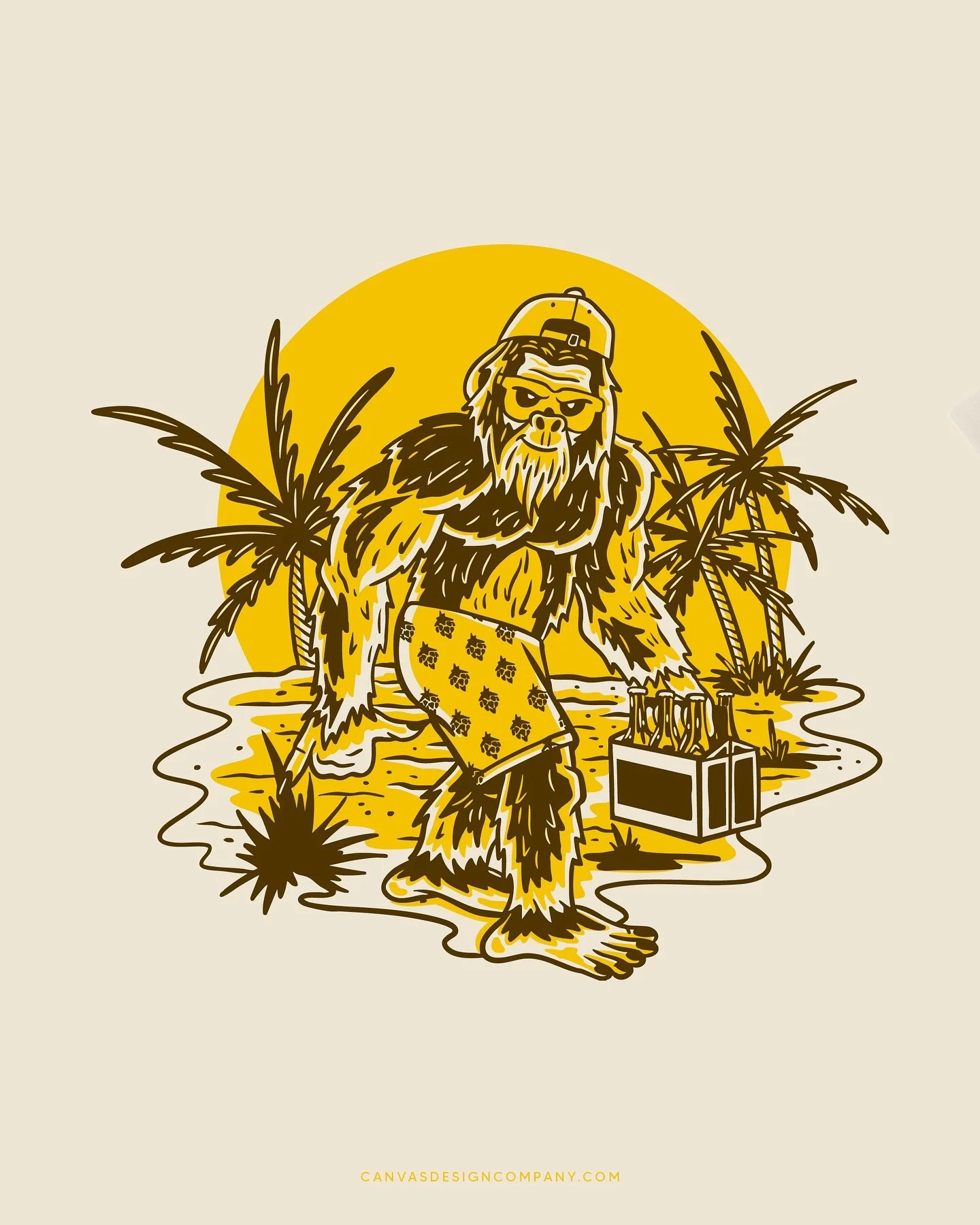 Big Foot at the Beach 🦶 🏖️ 
New brand graphic tee for @shirtsontap!
.
#bigfoot #6pack #beach #shirtsontap #canvasdesigncompany #illustration #design #graphictee #branding #brand