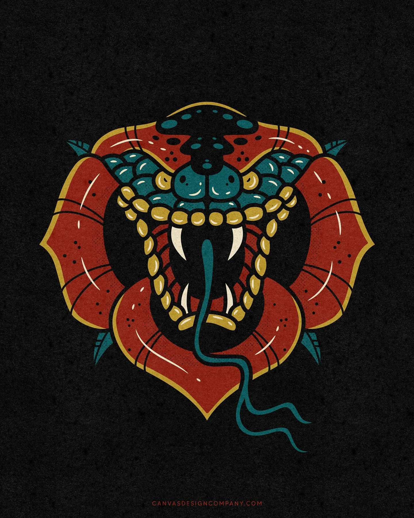An oldie but goodie. The first version of this design was in full color but went to the yellow colorway for print. This is the original rose face snake 🌹 🐍 
.
Want to chat about new graphics for your brand?
Email Cam@canvasdesigncompany.com for inq