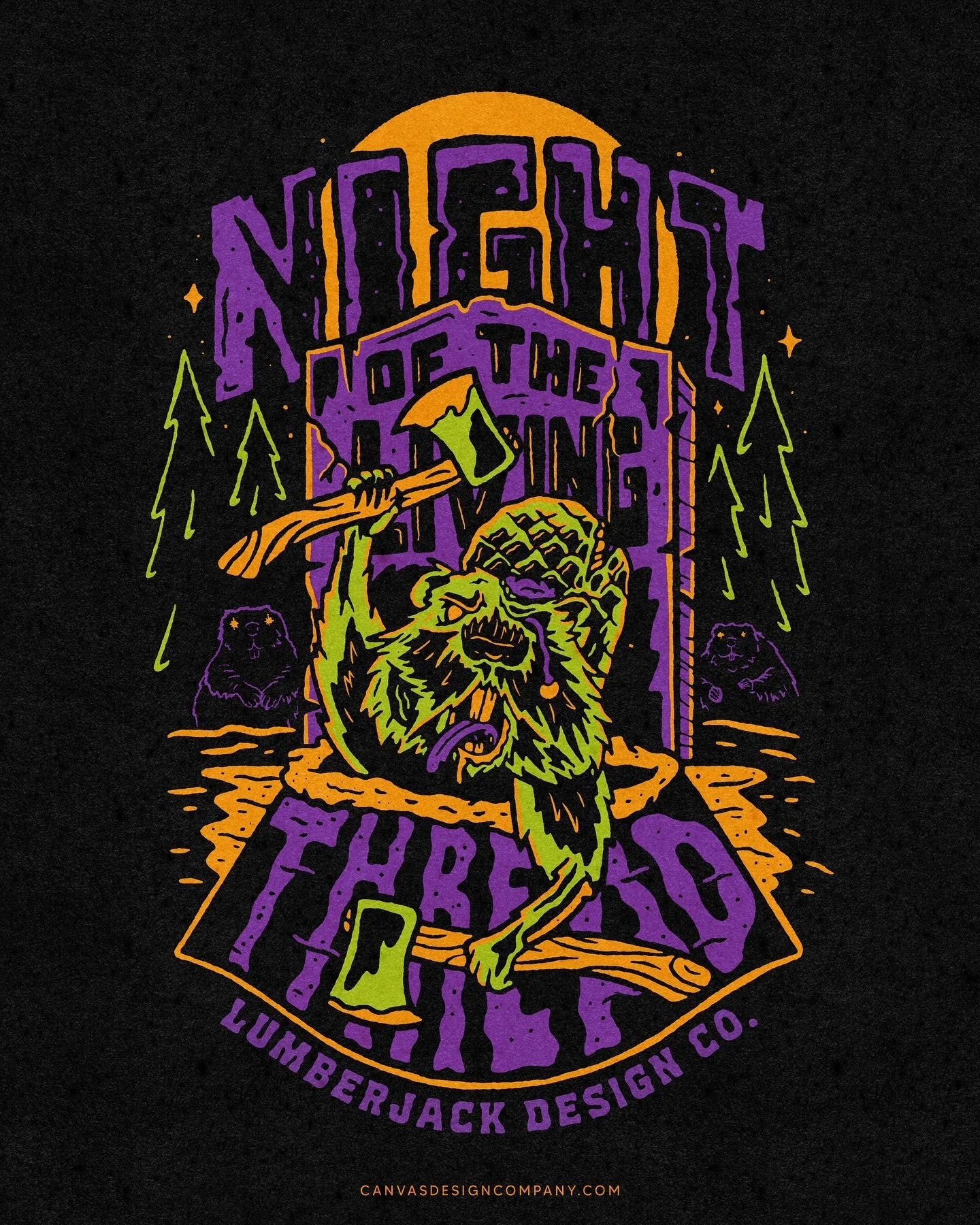 Night of the Living Thread! 🧟&zwj;♂️ 
#halloween Graphic tee design for @lumberjackdesignco  from a few years back. These zombie beavers are awesome. 
#livingdead #nightofthelivingdead #livingthread #spooky #graphictees #canvasdesigncompany #spookya