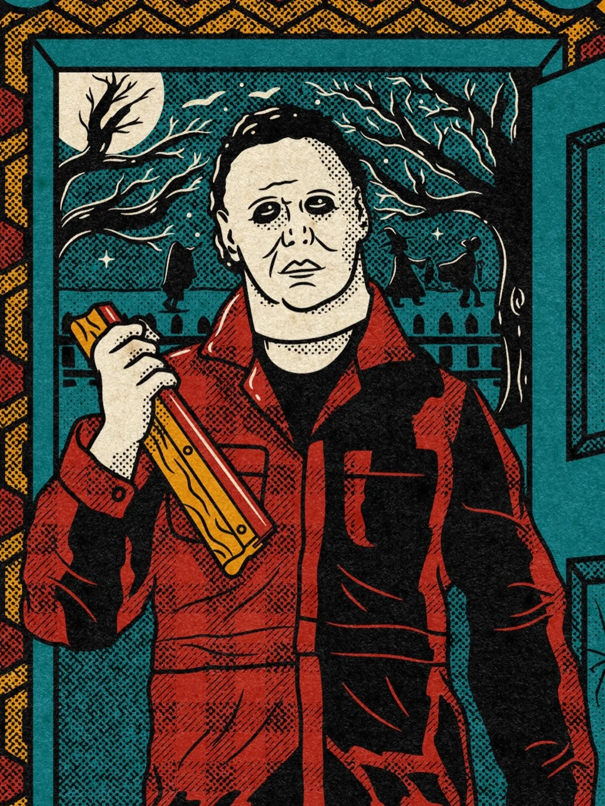 One last #halloween #graphictee before the big spooky day! A little Micheal Myers inspired teesh. The first Halloween project for @lumberjackdesignco back in 2022 🔪 
What&rsquo;s everyone dressing up as tomorrow?
.
#michealmyers #illustration #lumbe