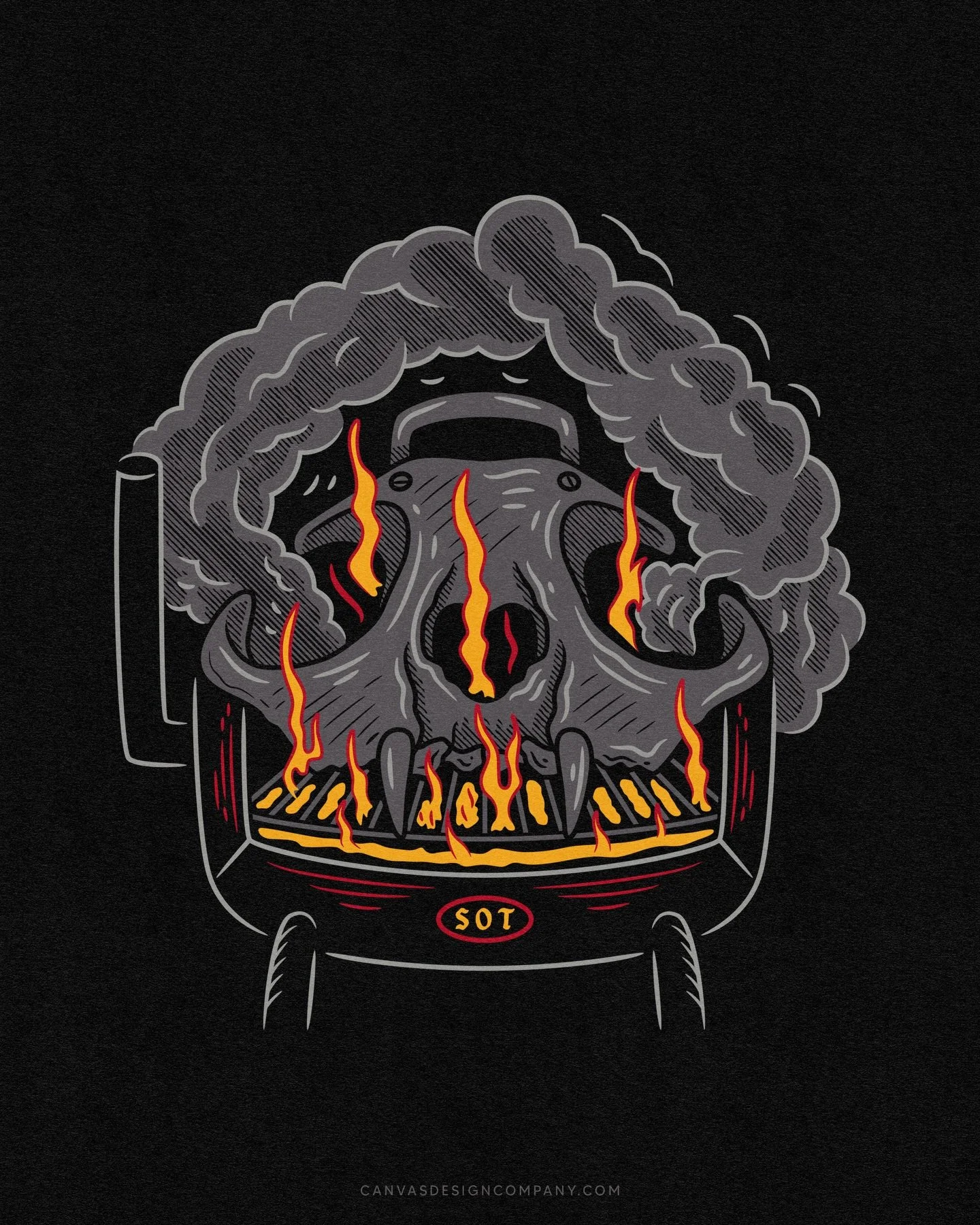 Just wrapped this new &ldquo;Cookout&rdquo; graphic tee for our buds at @shirtsontap! 🔥 🍖 
Straight to print. Love this one!
#shirtsontap #canvasdesigncompany #illustration #graphictees #skull