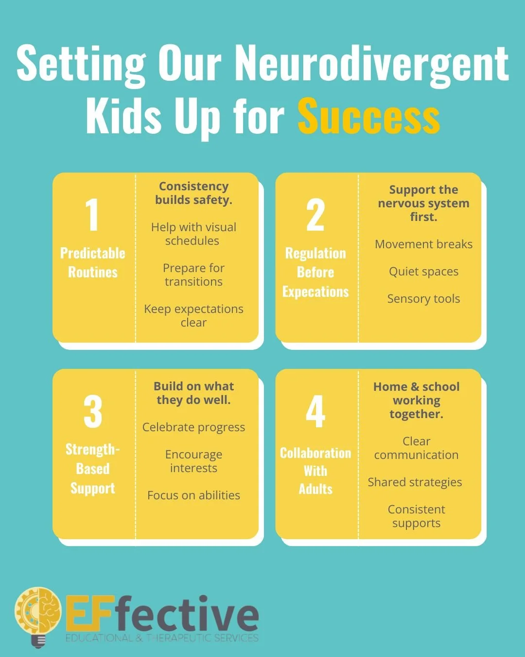 Setting neurodivergent children up for success starts with understanding their needs and creating environments that support regulation and learning. These methods can help children feel safe, build confidence, and better engage with the world around 