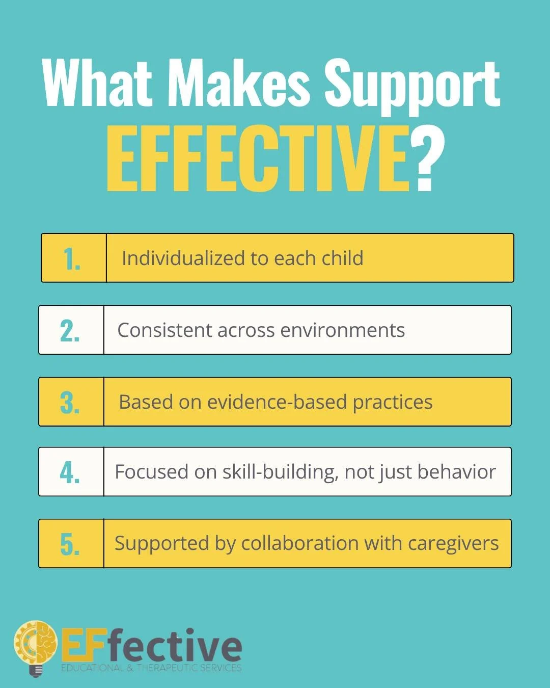 Effective support goes beyond addressing behavior in the moment. It involves a consistent, individualized approach that focuses on building skills in communication, regulation, and independence. With the right support, children can develop the tools 