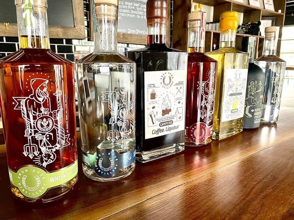 Isn't this a beautiful line-up?! Handcrafted right here at the distillery, you can feel good about supporting a locally owned and operated family business. And we hear our spirits make some legit cocktails. #drinklocal #craftdistillery #distillery #c