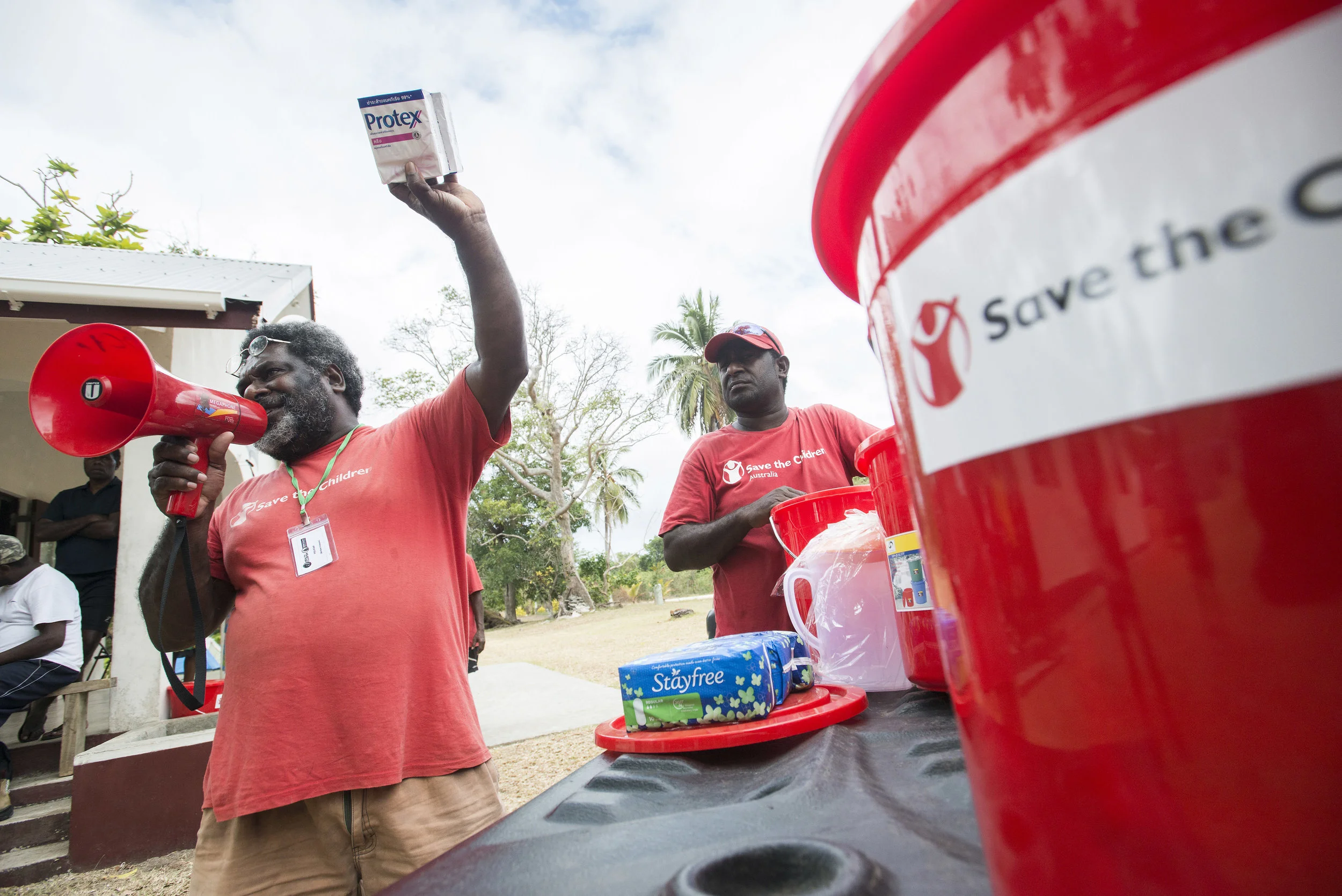 Health Kit and NFI distribution after Ambae Island volcano. Outside Luganville, Espiritu Santo, Vanuatu. 2017.