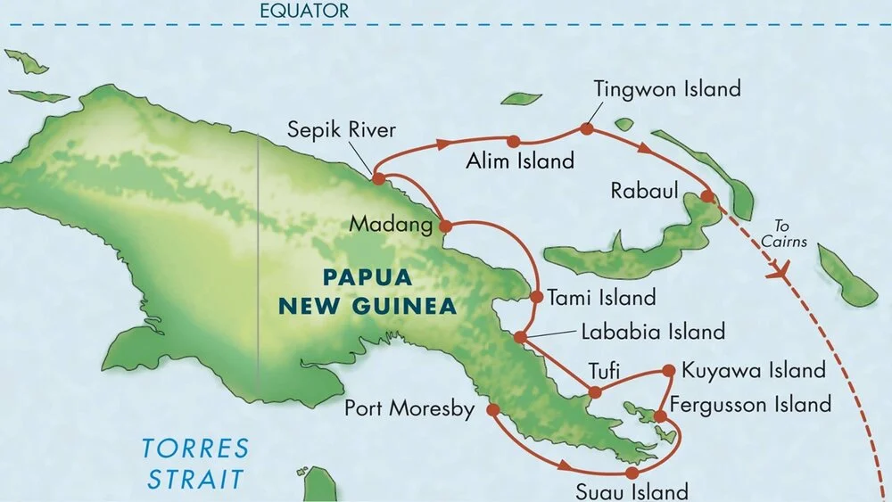 Voyage map: Port Moresby to Rabaul.