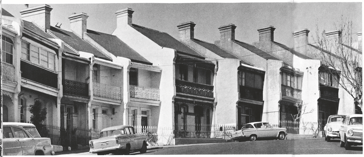 Terrace houses in Liverpool St, Paddington, c1970, Mitchell Library, State Library of NSW.