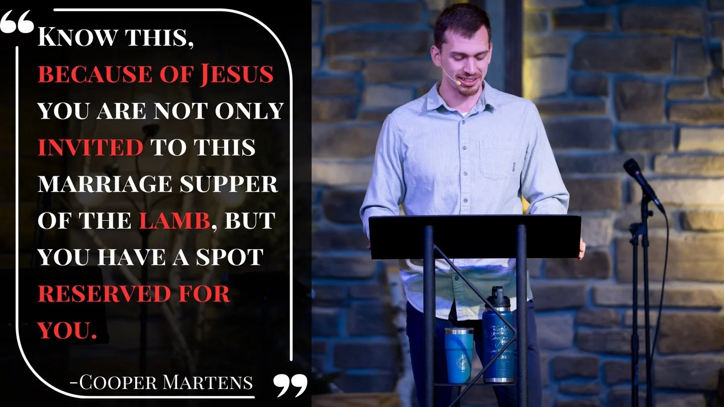 &ldquo;Know this, because of Jesus you are not only invited to this marriage supper of the Lamb, but you have a spot reserved for you.&rdquo; - SLEFC Missionary and Member, Cooper Martens

Because of the work of Christ on the Cross, believers have (i