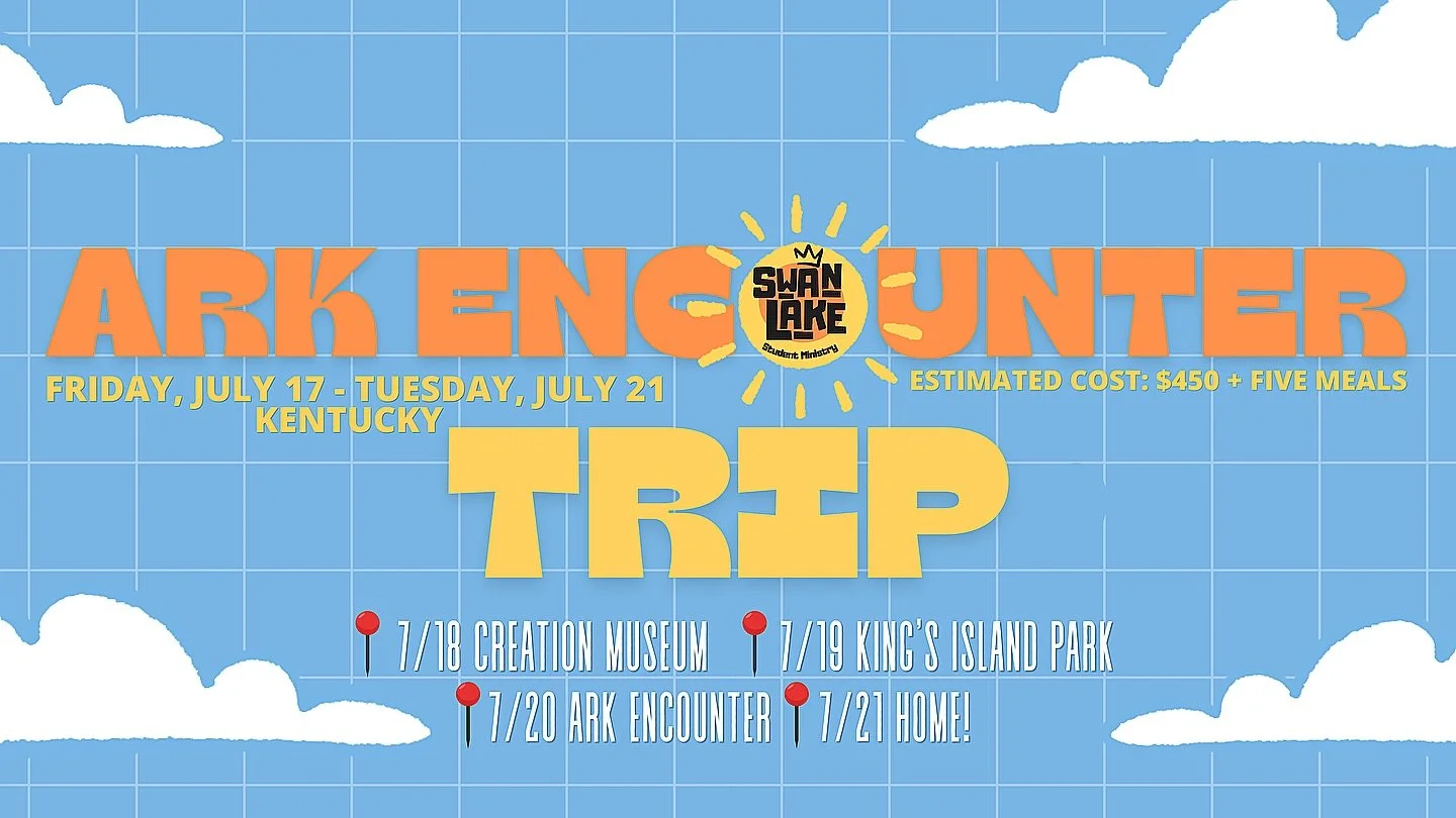 Reminder students, sign ups for the Ark Encounter Trip are out at youth group, please put your name down if you&rsquo;re planning to go! More information is available at youth group or through contacting us: Colton@swanlakechurch.org !
