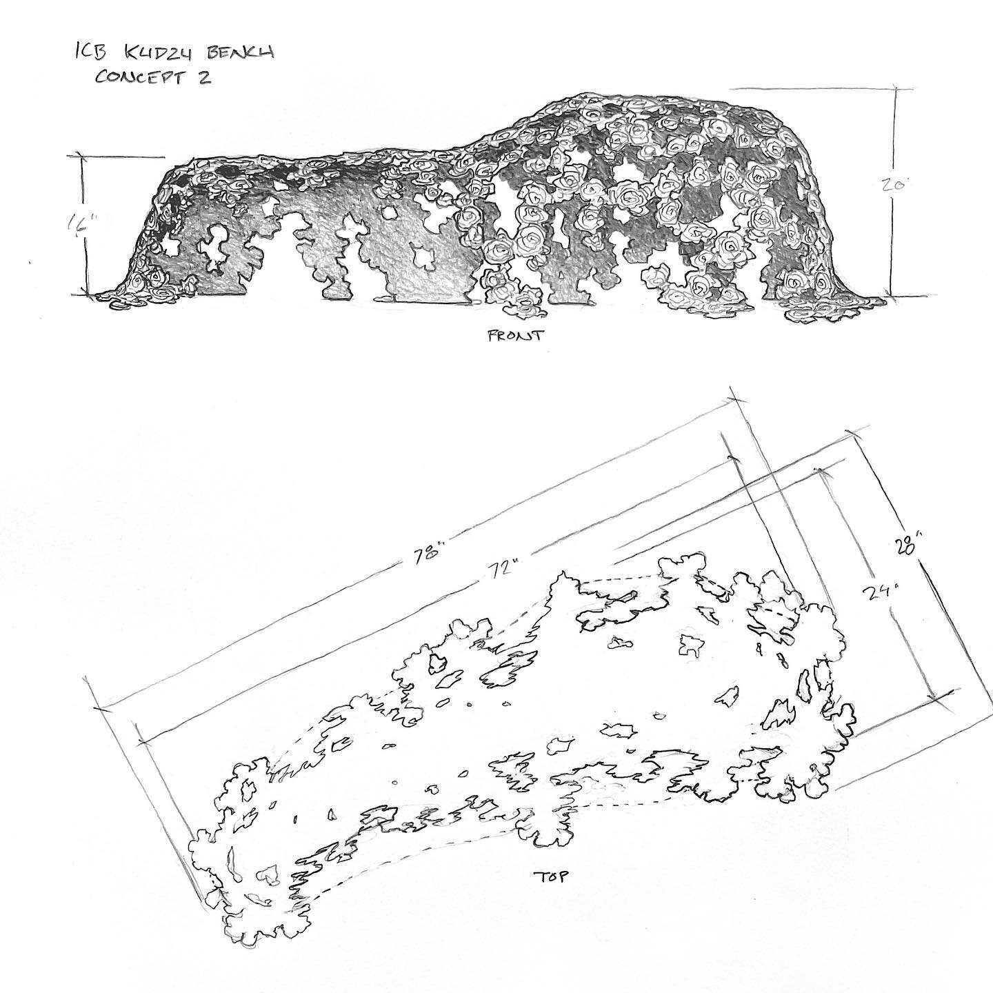 Coming soon: ICB Kudzu Bench or &ldquo;The Leaf Pile&rdquo; as it is known around the shop. 🍂 #icecastbronze #icbkudzubench #conceptdrawing #commission #process #comingsoon