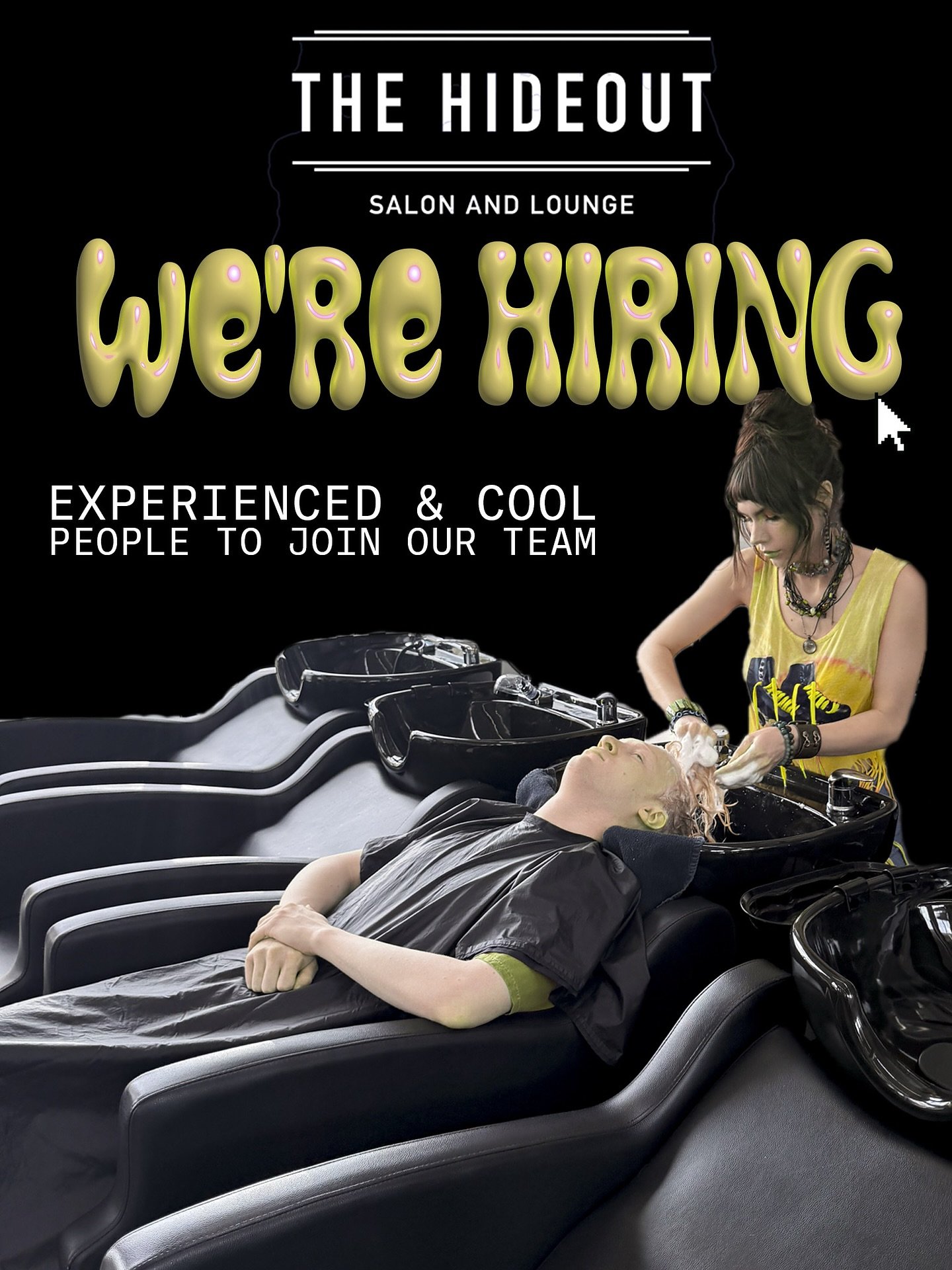 🪮Want to be a part of the movement?

💇🏽&zwj;♀️The Hideout Salon and Lounge is growing and we want YOU to join the fun.

📞We are currently seeking fun, motivated and kind individuals who to fufill roles as stylist &amp; front desk!

🪐🌈Benefits i
